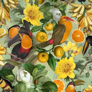 Meterware Toucan Früchte Garten