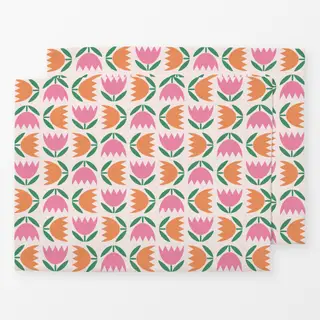 Tischset Tulpen Pink Orange Muster