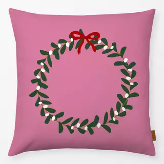 Kissen Mistelzweig Kranz Pink