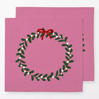 Servietten Mistelzweig Kranz Pink
