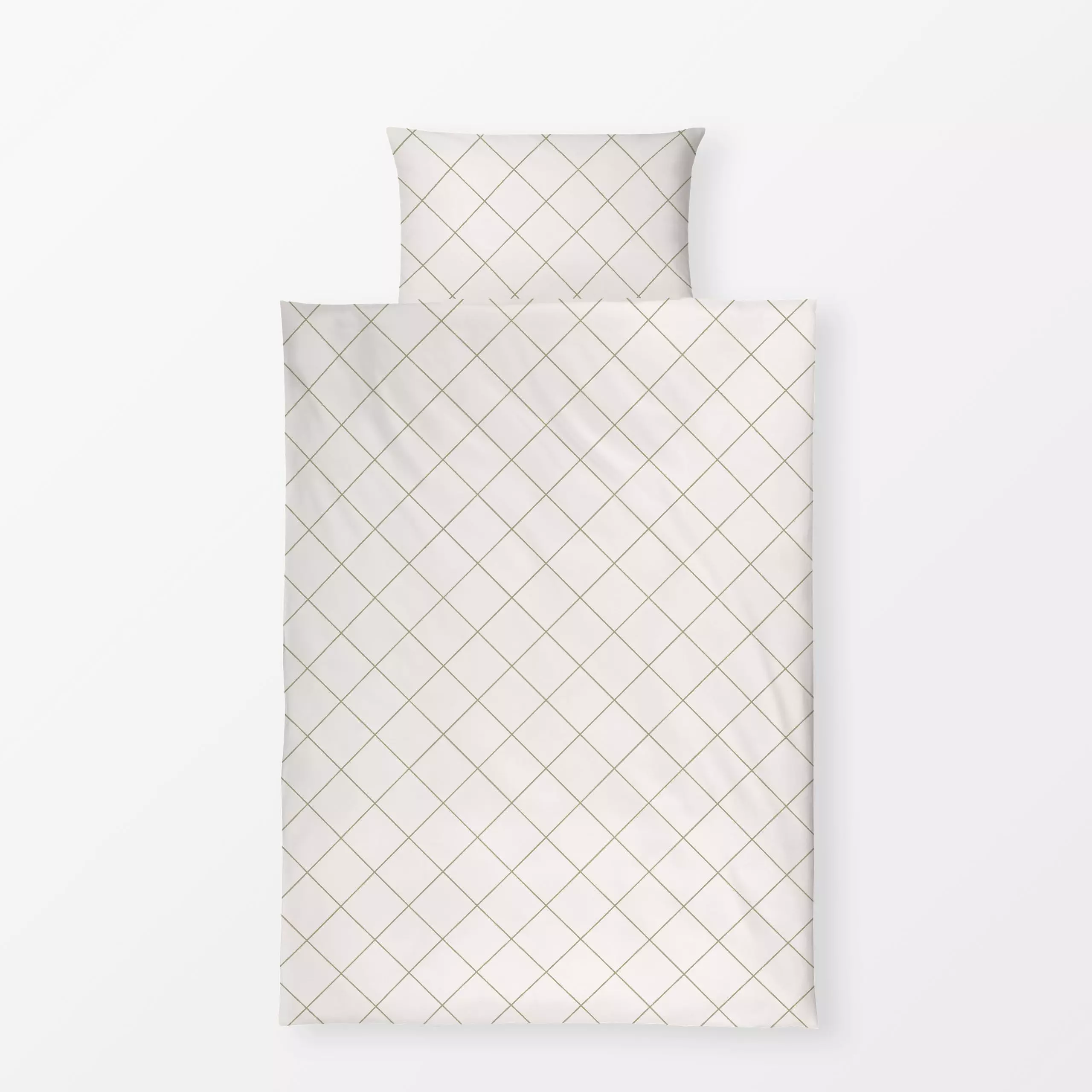 Bettwäsche Karos Sage Grün Beige - Herbst, Symbole & Muster - von „Kathrin Woo"; minimal, Hygge, modern, grid, landhaus, Kar...