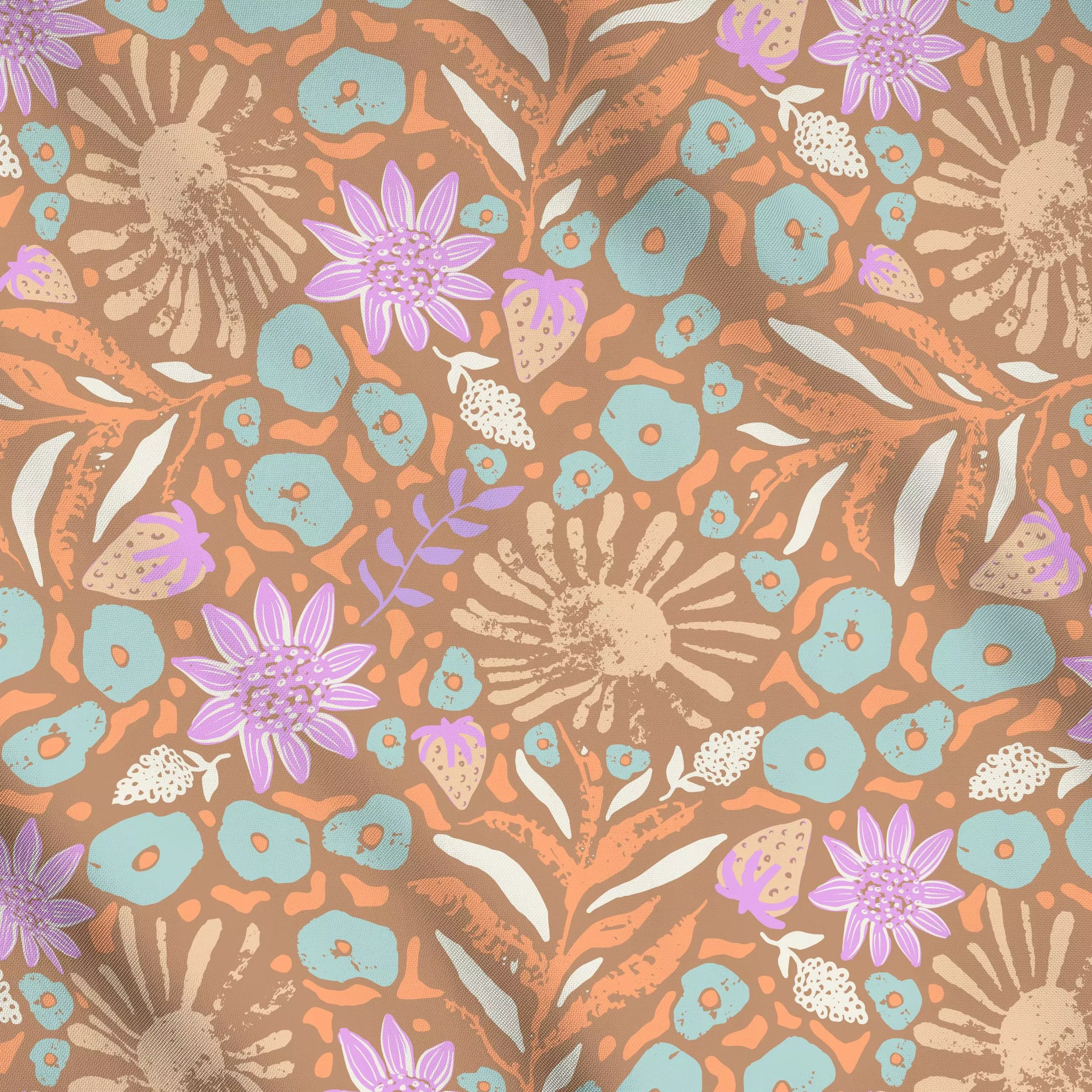 Meterware Lana brown, Blumen, gemustert, von Patries Elisabeth