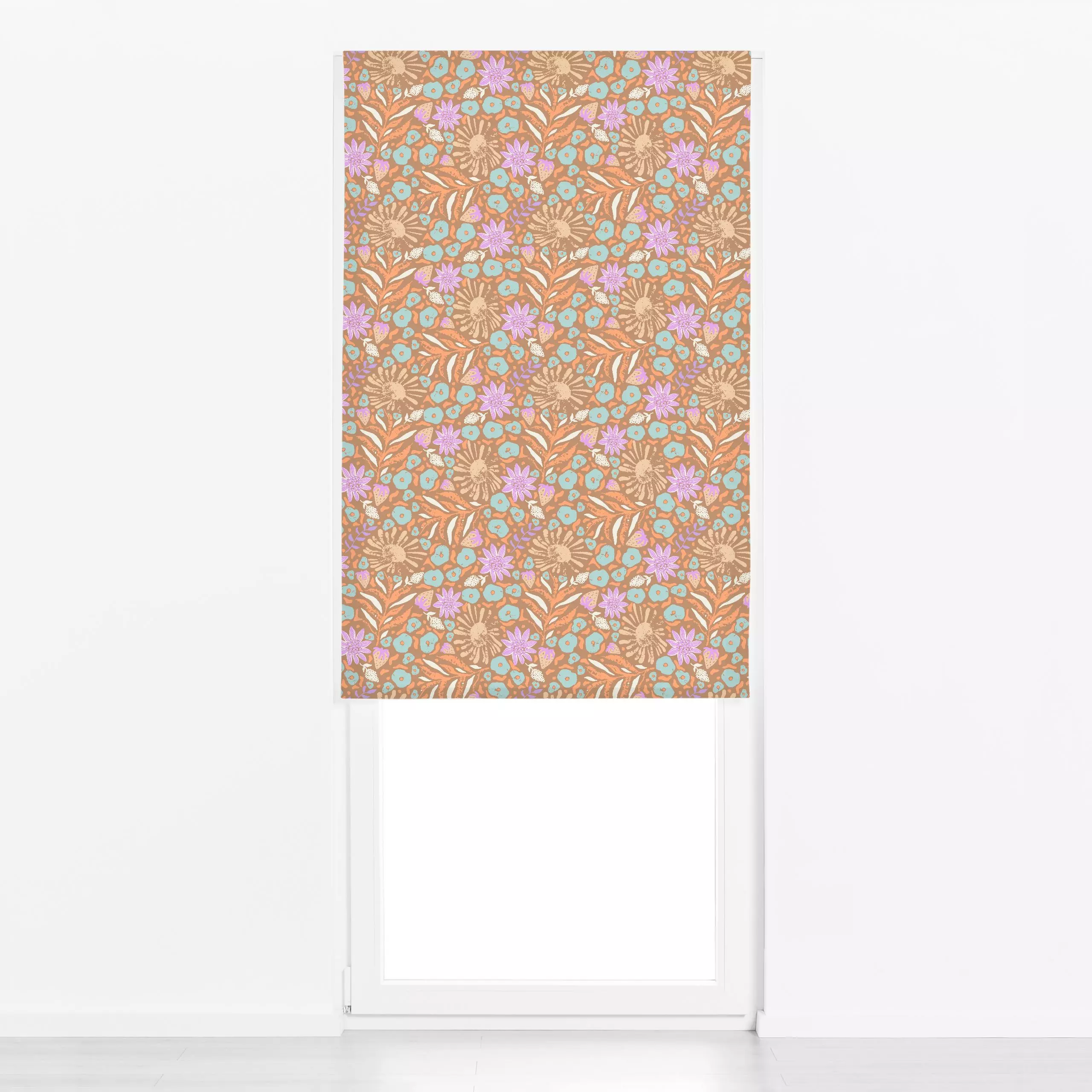 Raffrollo Lana brown - Blumen & Florales, Symbole & Muster - von „Patries Elisabeth"; boho, Sonne, floral, vintage, peach, l...