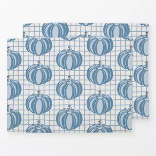 Tischset Kürbisse auf Karo Blau