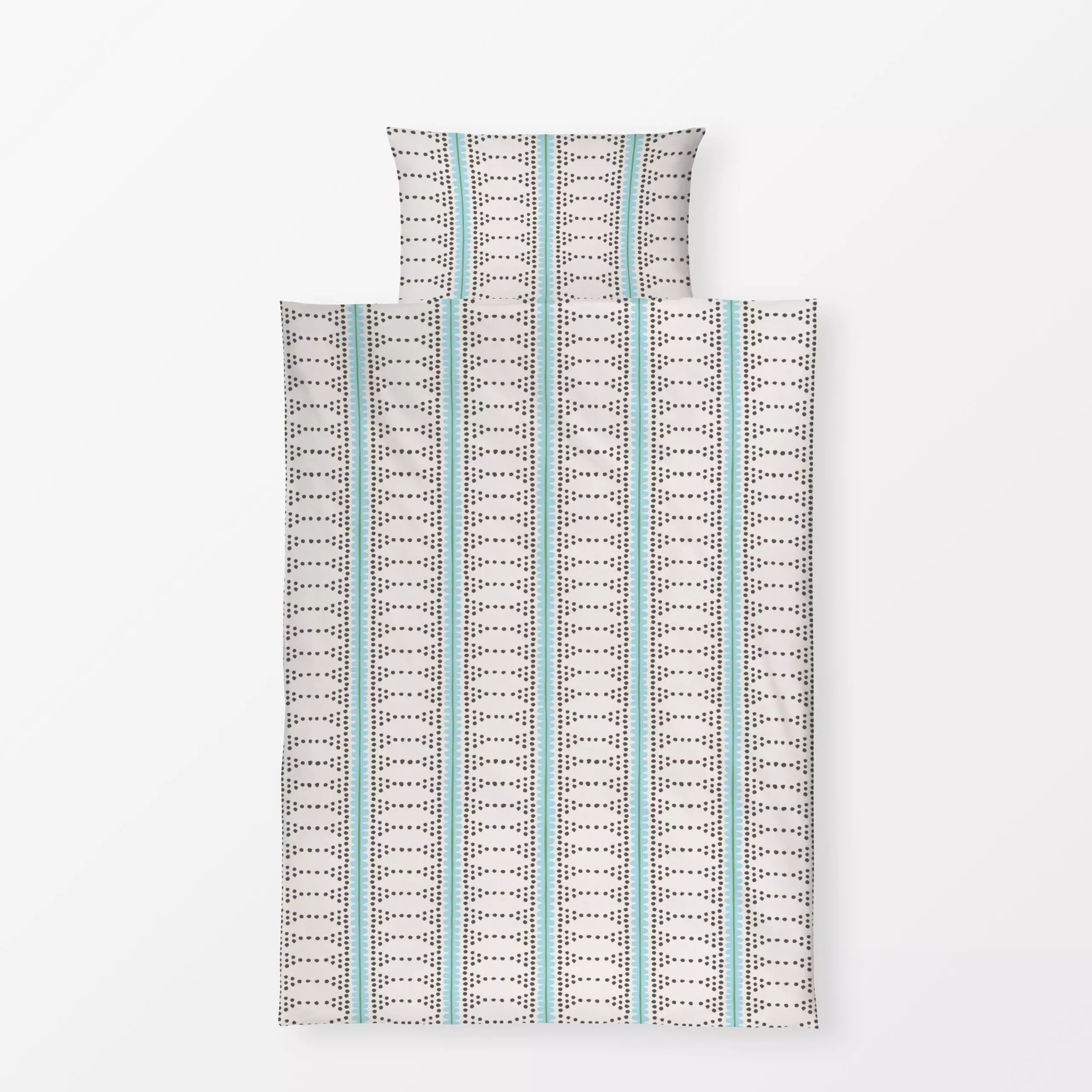 Bettwäsche boho summer stripe türkis - Symbole & Muster - von „Vivian Hasenclever"; boho, modern, gestreift, handgezeichnet,...