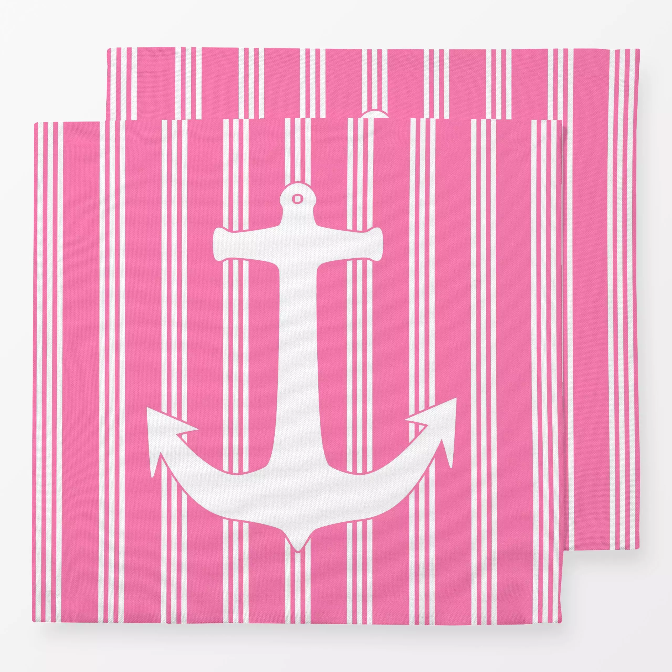 Servietten Hamptons Chic - Pink Anker - Sommer, Symbole & Muster, Reise - von „Monika Strigel"; Streifen, Meer, pink, mariti...