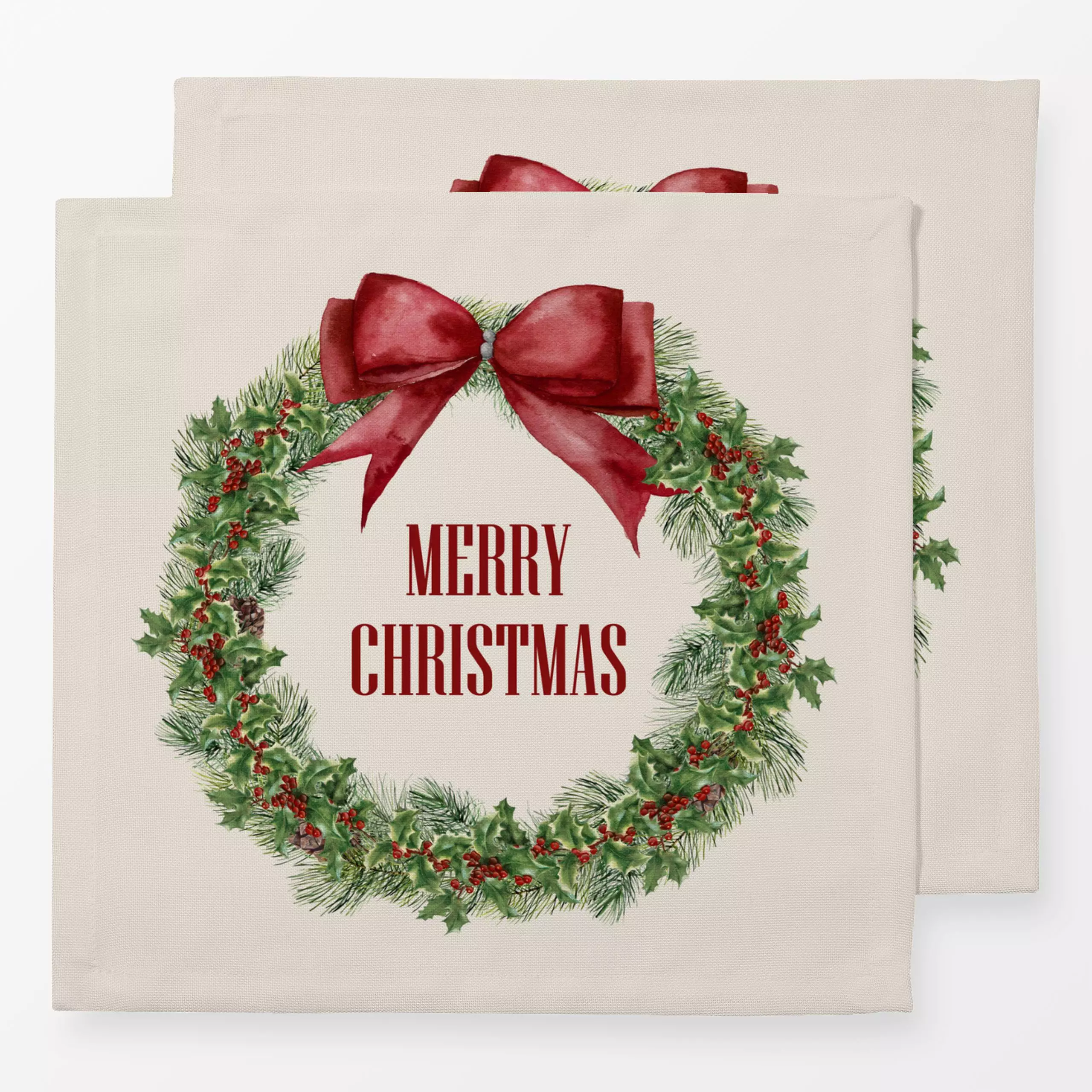 Servietten Christmas Weihnachtskranz Hell - Sprüche & Schriftzüge, Weihnachten, Winter - von „Uta Naumann"; Retro, Merry Chr...