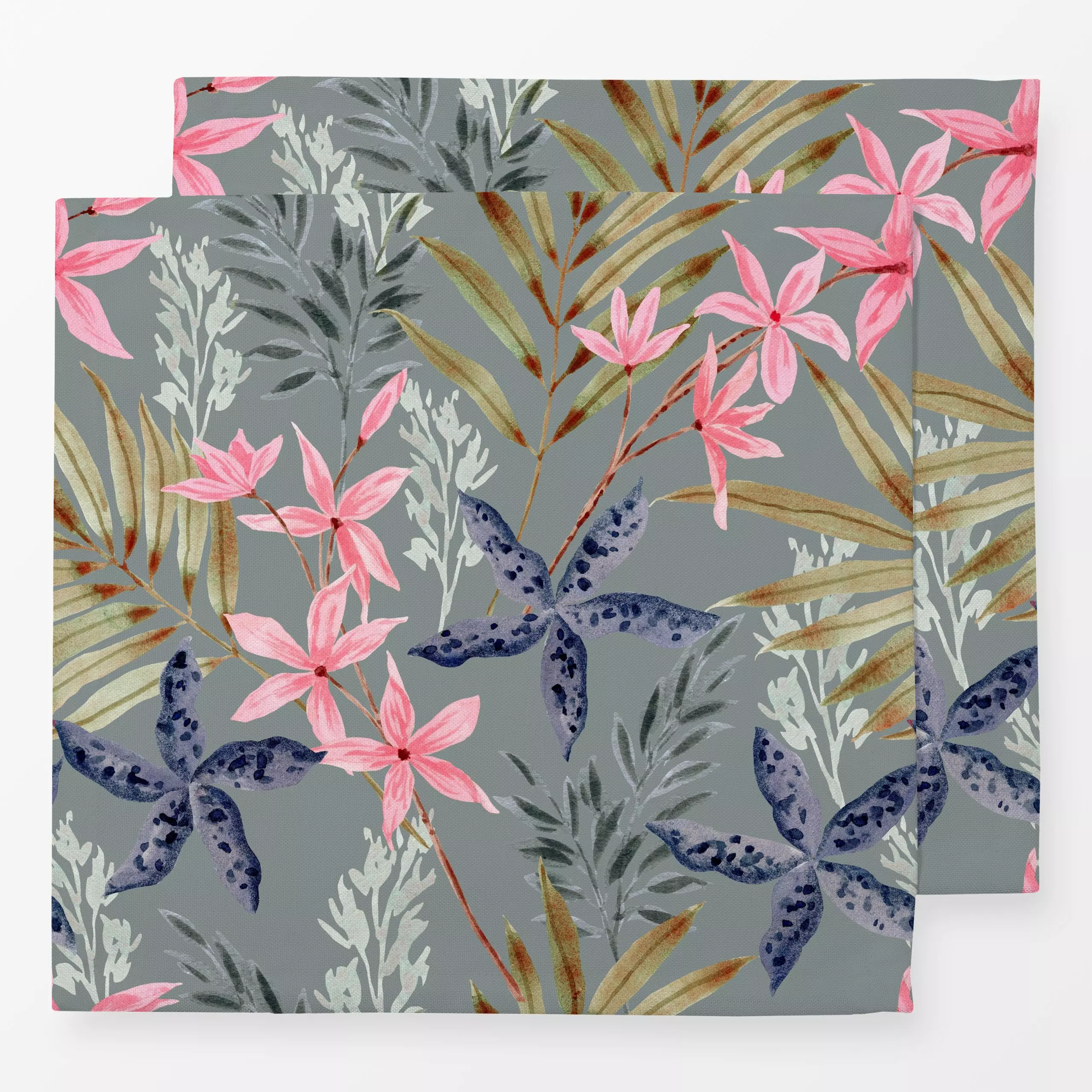 Servietten Autumn Orchids - dark sage - Blumen & Florales, Herbst, Pflanzen & Botanik - von „youdesignme"; boho, Wildblumen,...