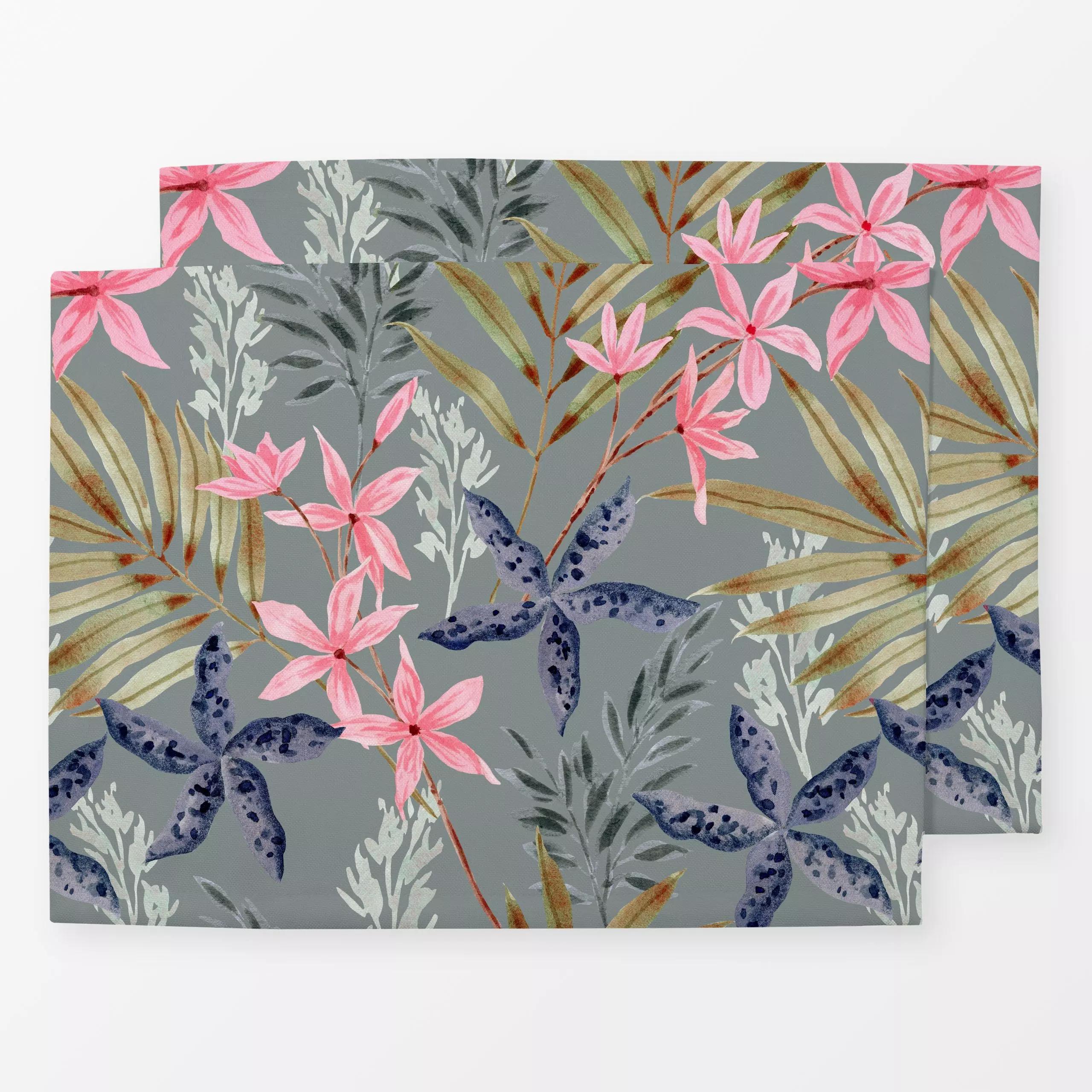 Tischset Autumn Orchids - dark sage - Blumen & Florales, Herbst, Pflanzen & Botanik - von „youdesignme"; boho, Wildblumen, t...