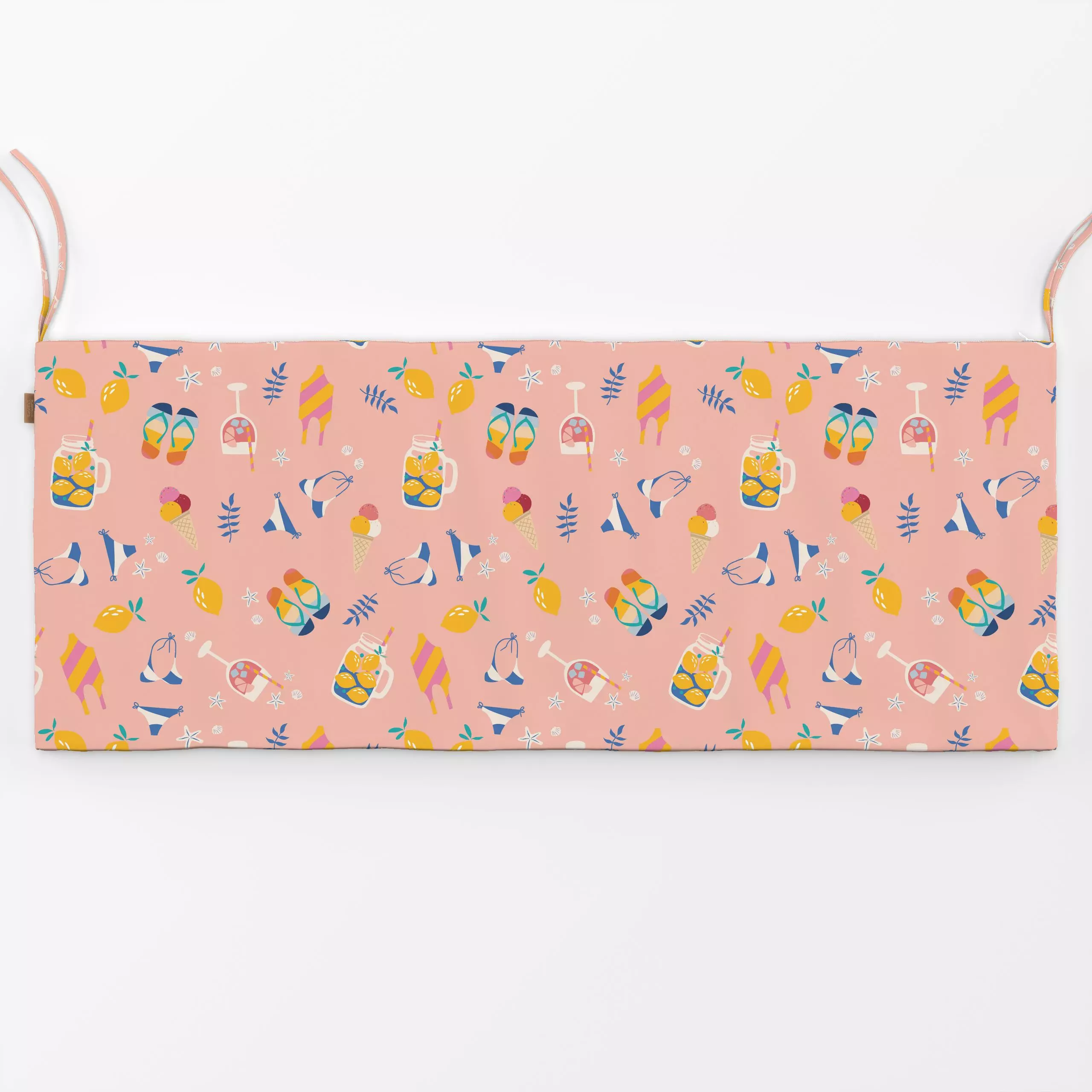 Bankauflage SUMMER VIBES Muster - rose - Sommer - von „Heyduda"; Muster, Illustration, Garten, Sonne, Eis, Sommer, Urlaub, F...