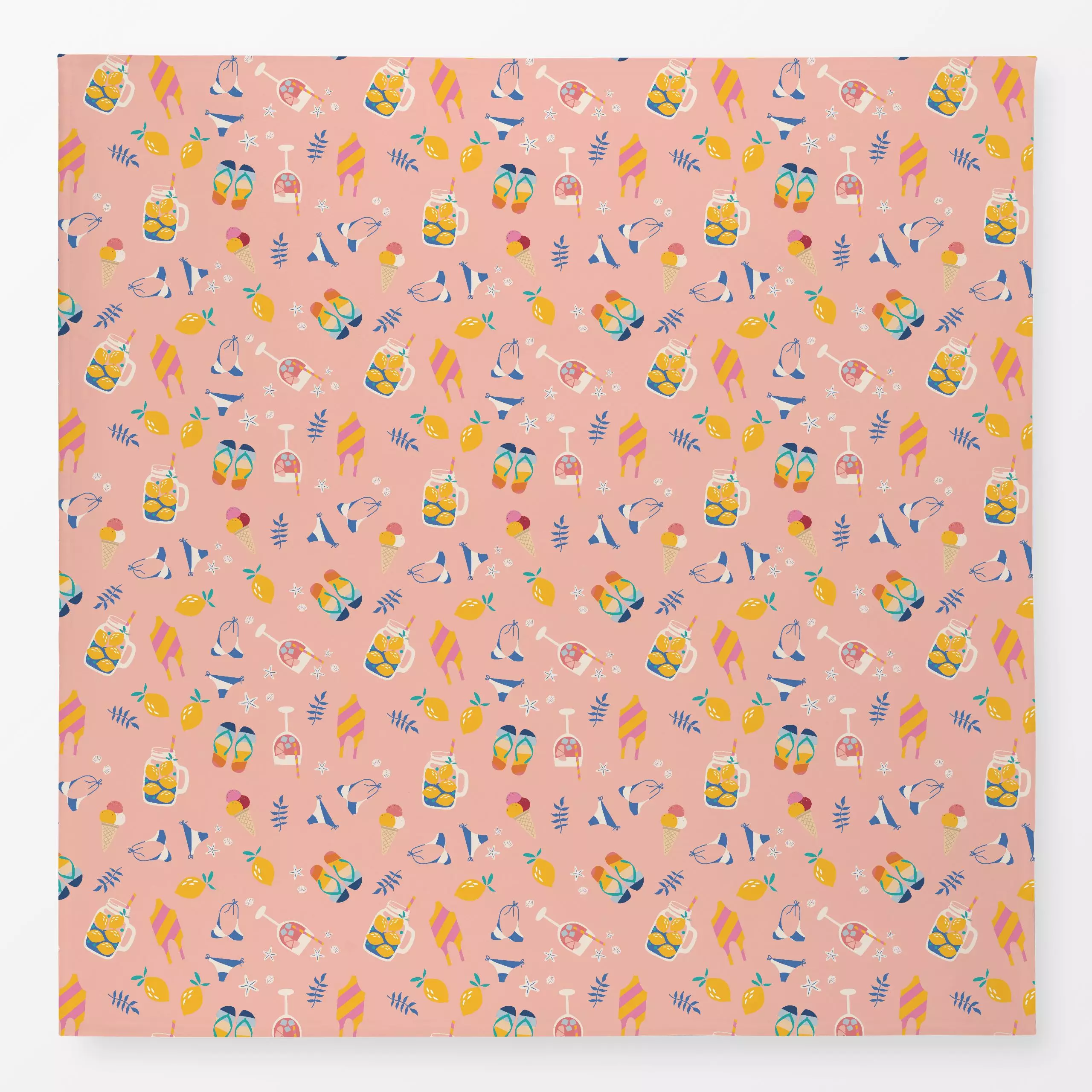 Tischdecke SUMMER VIBES Muster - rose - Sommer - von „Heyduda“; Muster, Illustration, Garten, Sonne, Eis, Sommer, Urlaub, Fl...