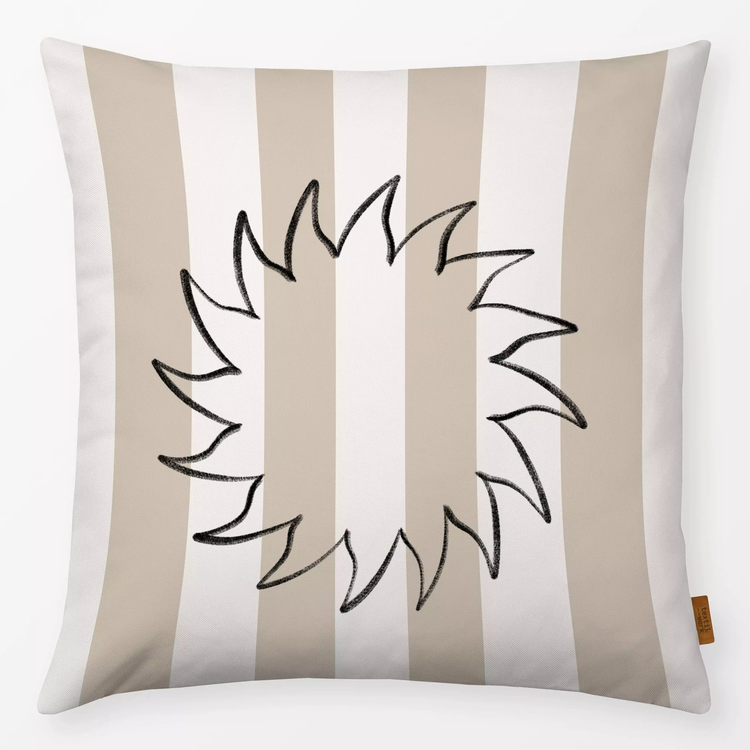 Kissen Sonne Streifen beige - Natur & Landschaft, Sommer - von „Kruth Design"; Garten, Sonne, Sommer