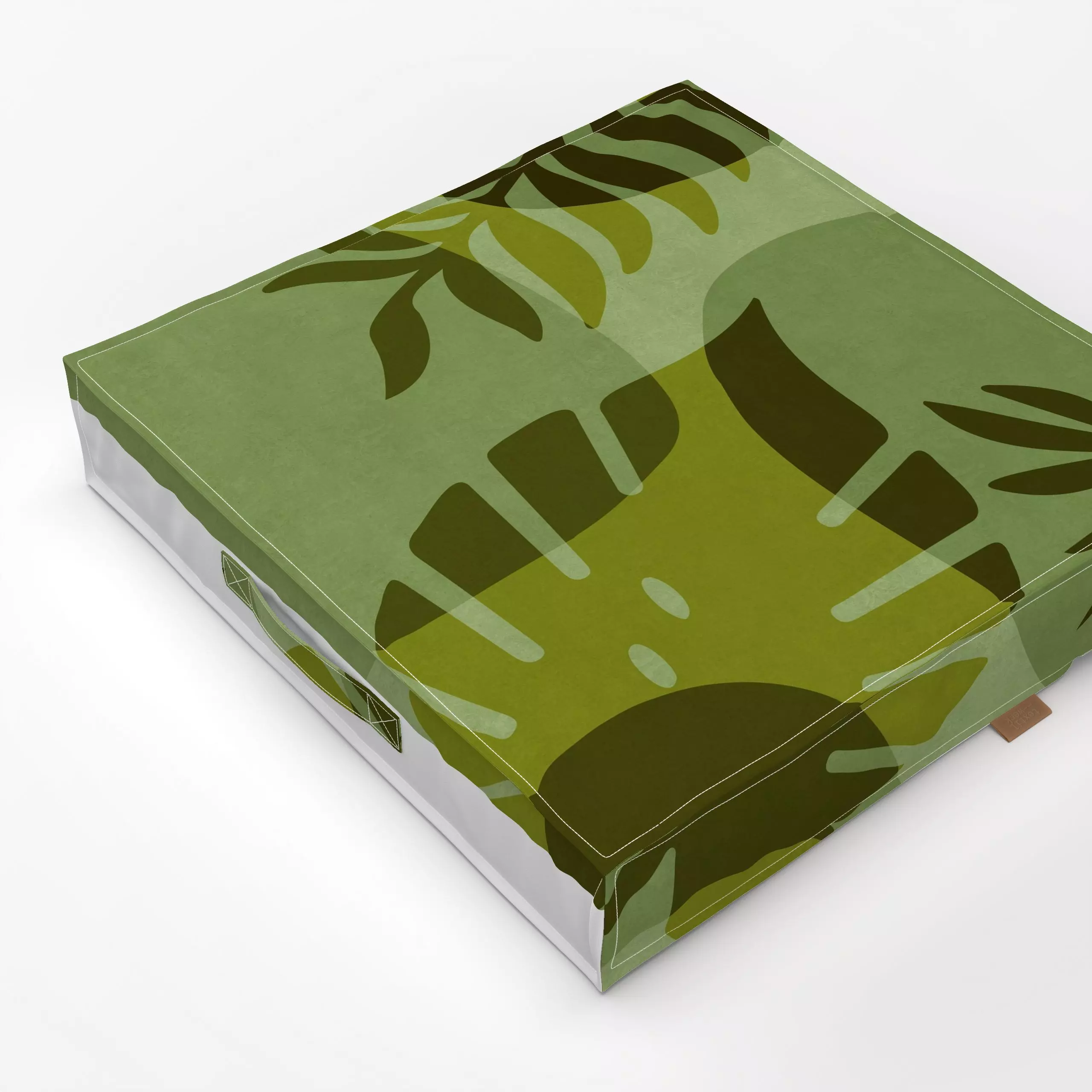 Bodenkissen Stylized Palm Rhapsody Green - Pflanzen & Botanik - von „Andrea Haase"; Natur, Monstera, Laub, Sommerblumen, tro...