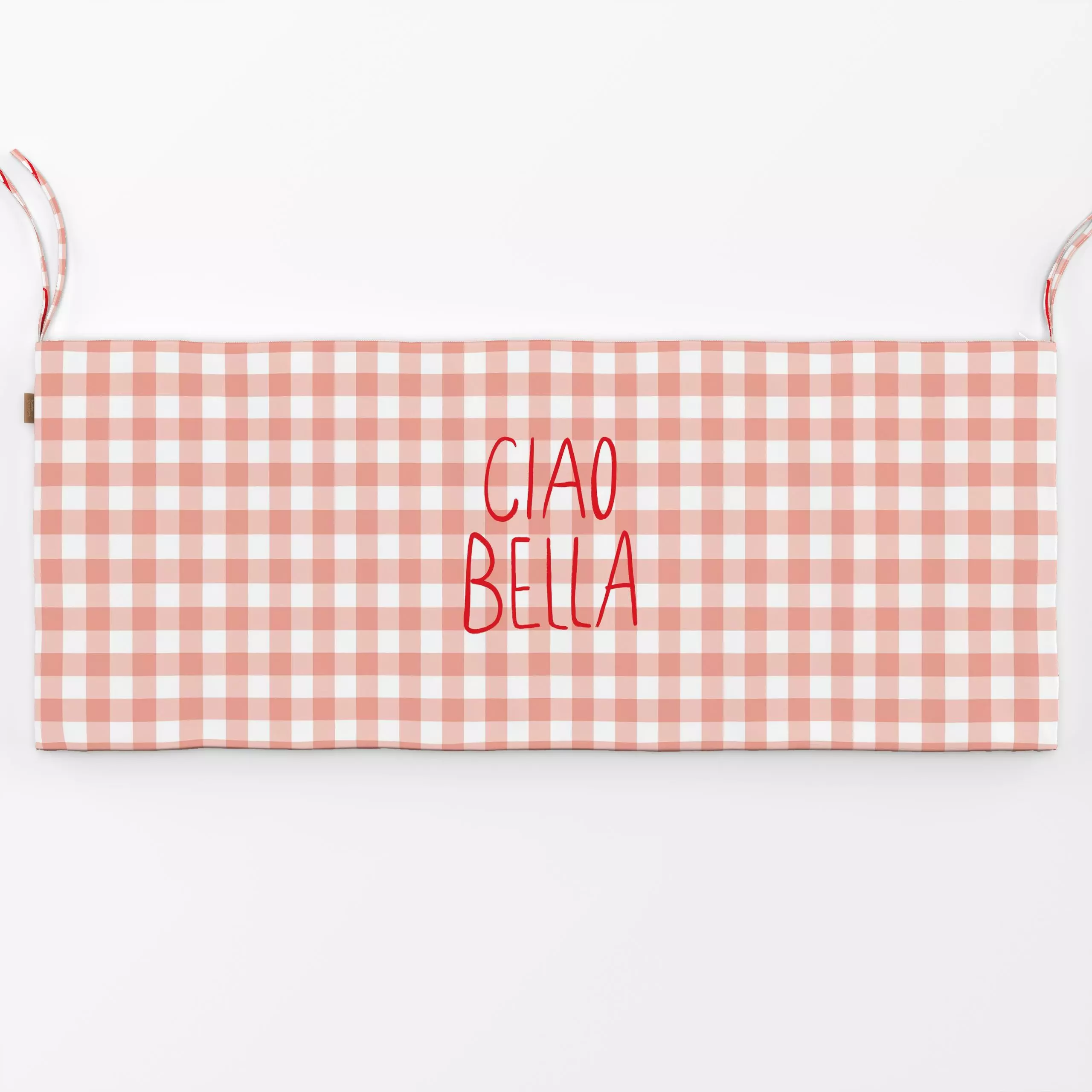 Bankauflage Karo Peach Italien Vibe Ciao - Liebe, Romantik & Pride, Sprüche & Schriftzüge, Symbole & Muster - von „Studio RO...