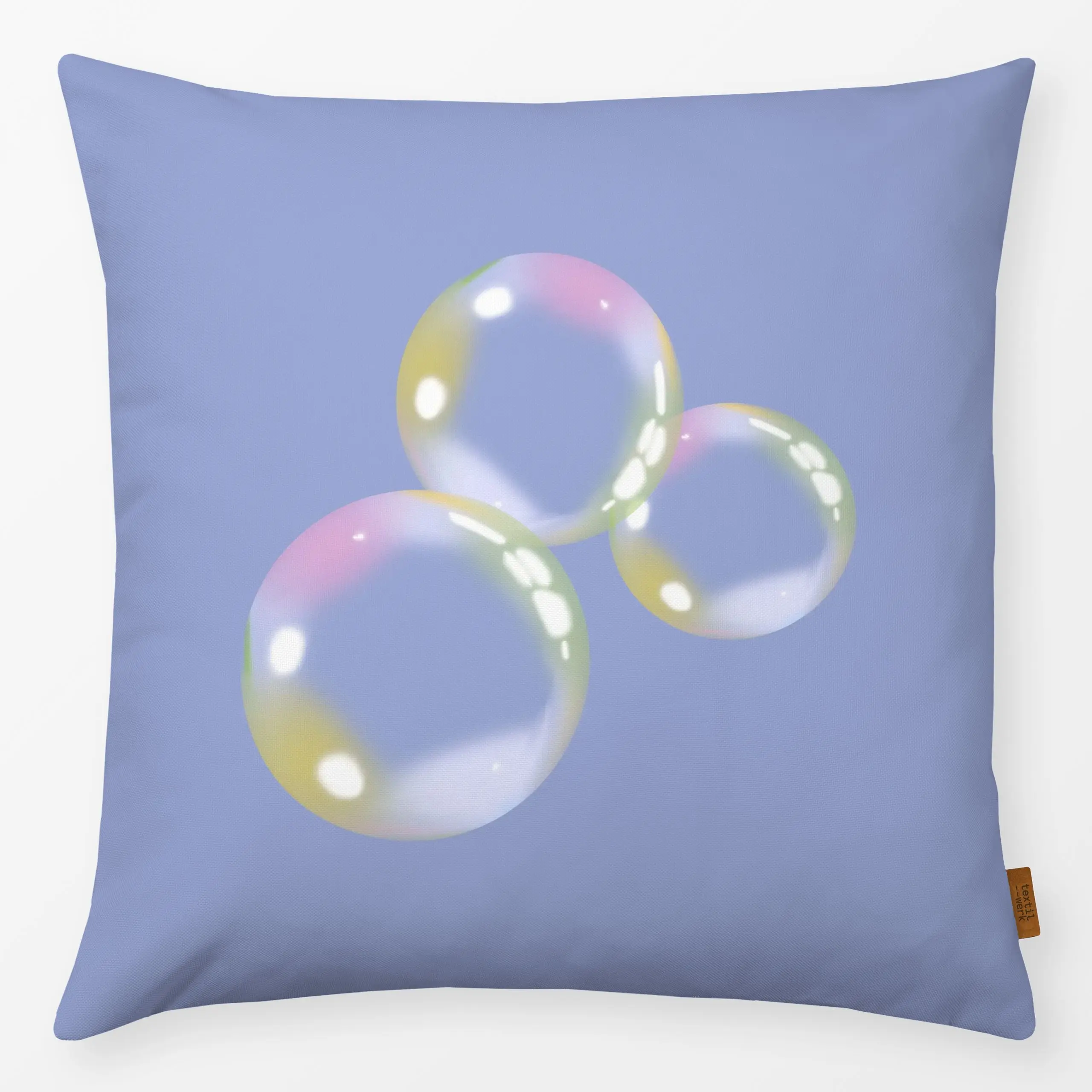 Kissen Seifenblasen einzeln - Symbole & Muster, Aktion - von „Sophie Augustin Illustration"; Kreise, Seifenblasen, misspompa...