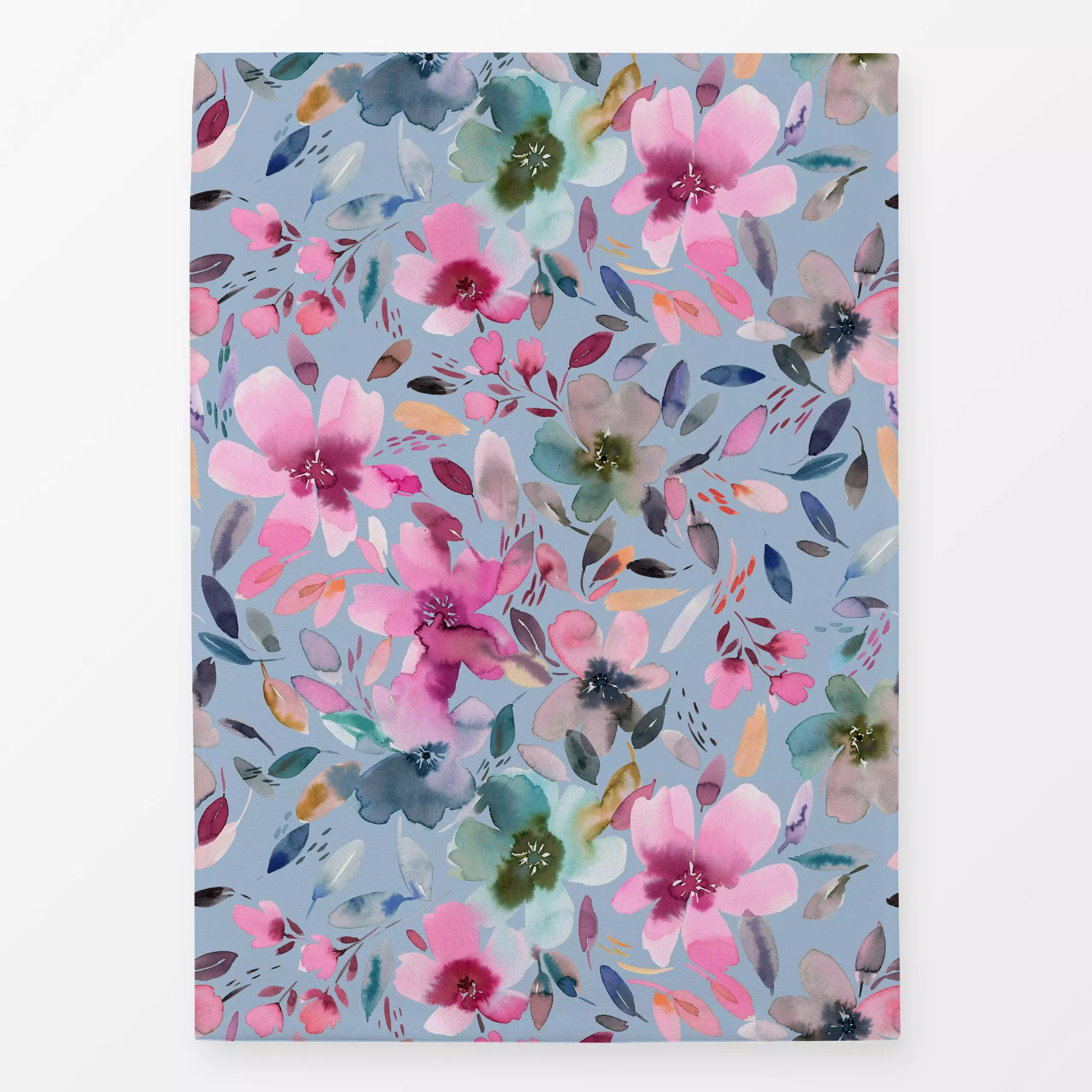 Geschirrtücher Sommer Florale Aquarell Blau - Blumen & Florales, Natur & Landschaft, Pflanzen & Botanik - von „Ninola Design...