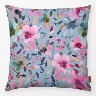 Kissen Sommer Florale Aquarell Blau