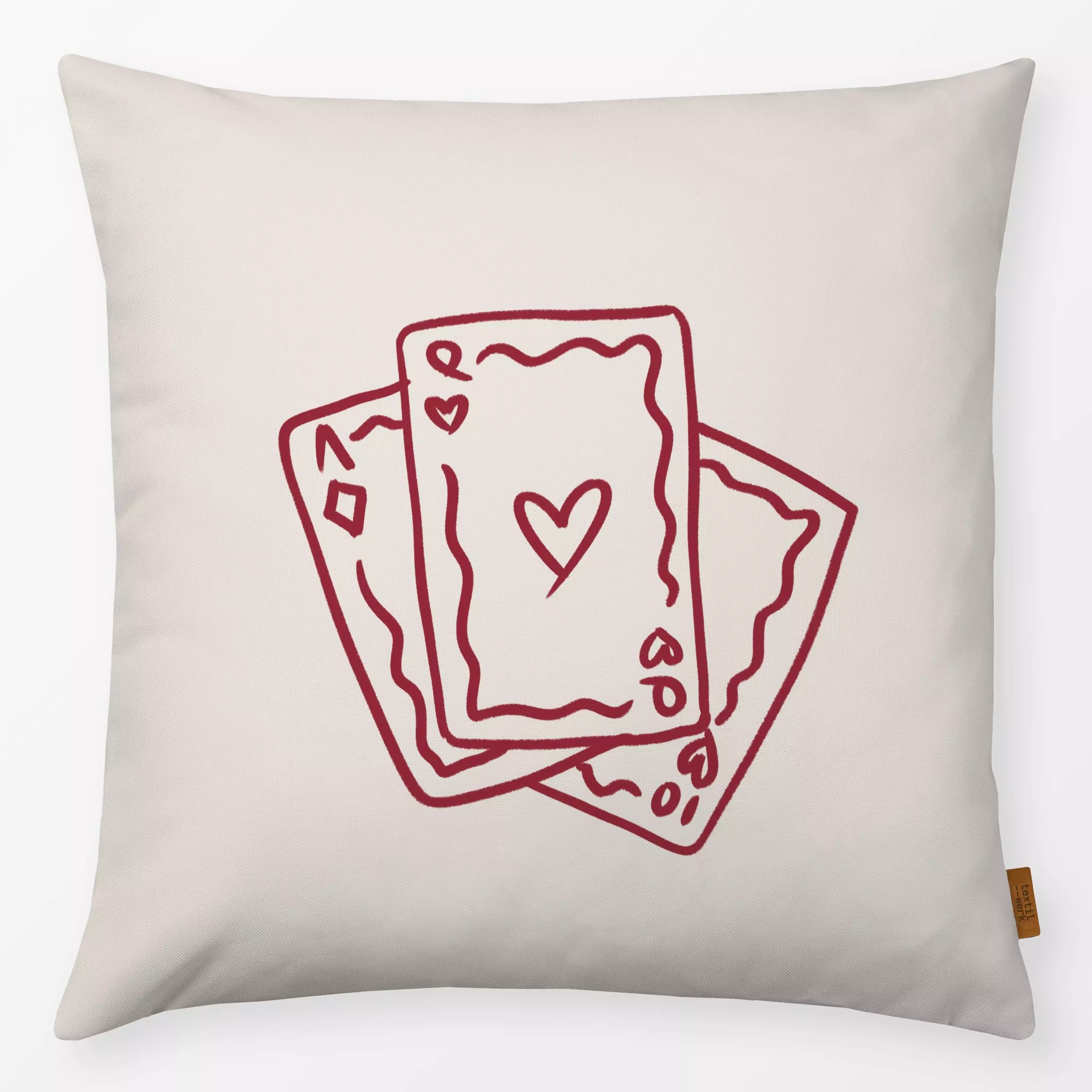 Kissen Kartendeck Dunkelrot - Weihnachten, Anlässe - von „textilwerk"; Illustration, skandinavisch, Weihnachten, Weihnachtsd...
