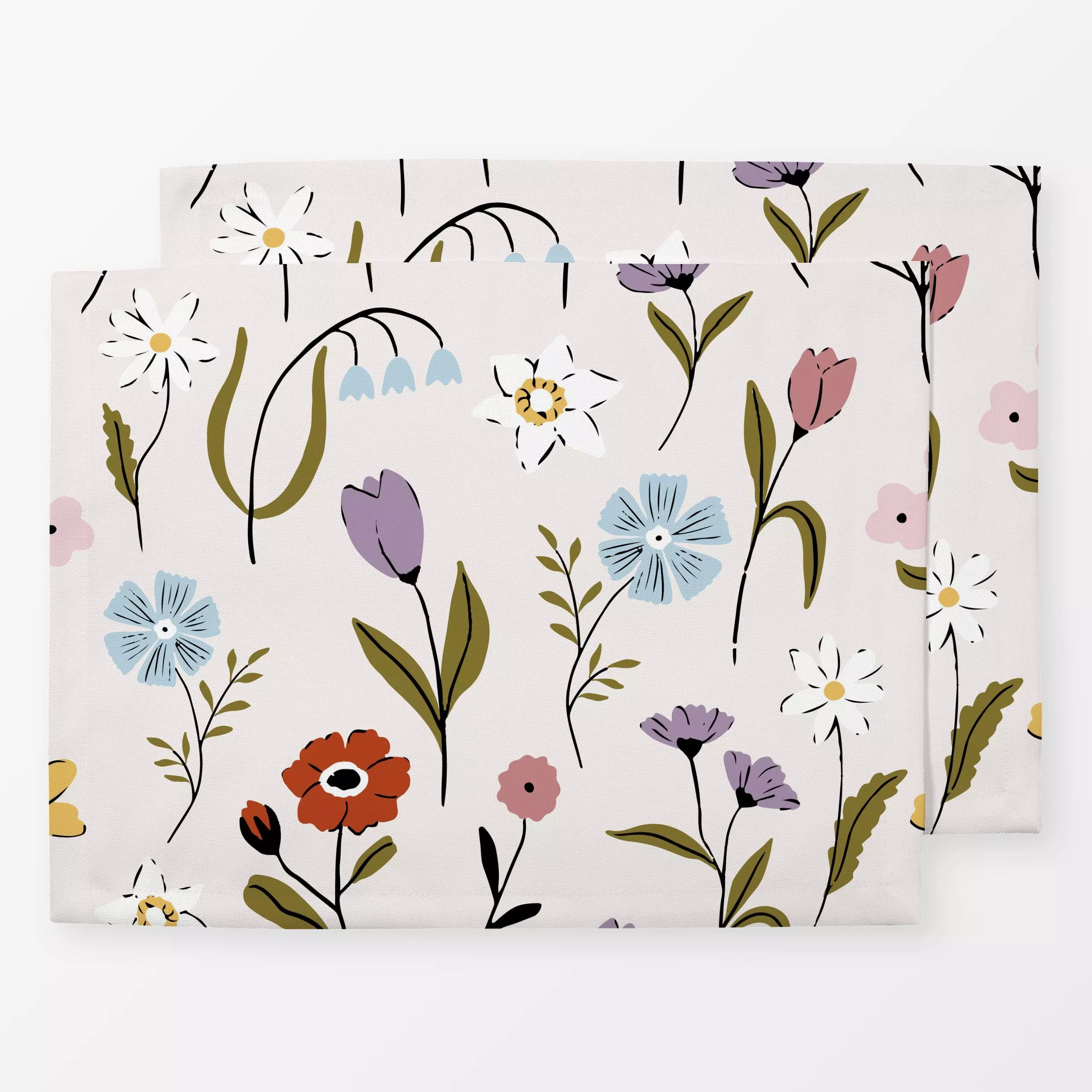 Tischset Frühlingswiese 1 - Blumen & Florales, Frühling - von „moDeern Design Studio"; Blumen, Wildblumen, Ostern, Fruehling...