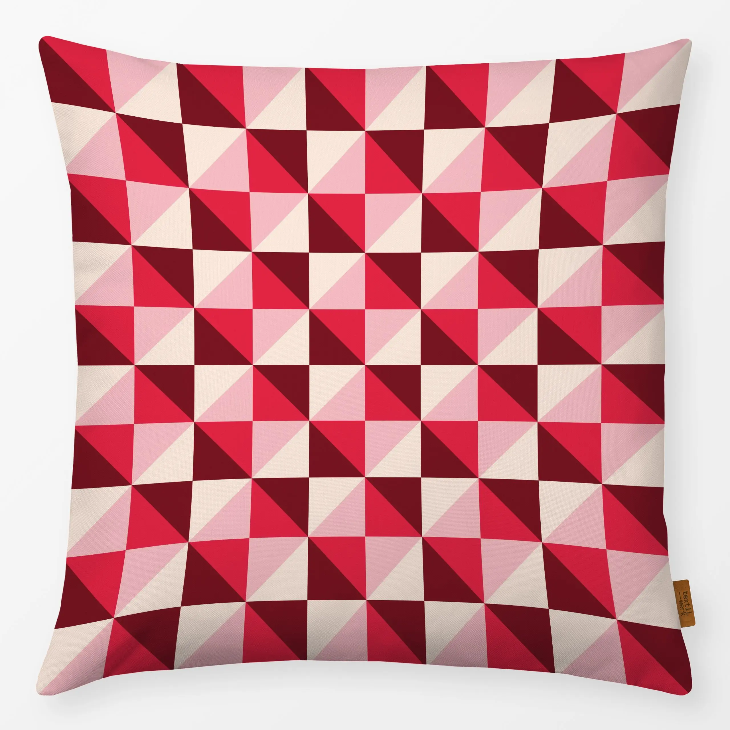 Kissen Love Diamond Pattern rot - Herbst, Symbole & Muster - von „Julia Schumacher"; allover, Love, diagonal, puder, dreieck...
