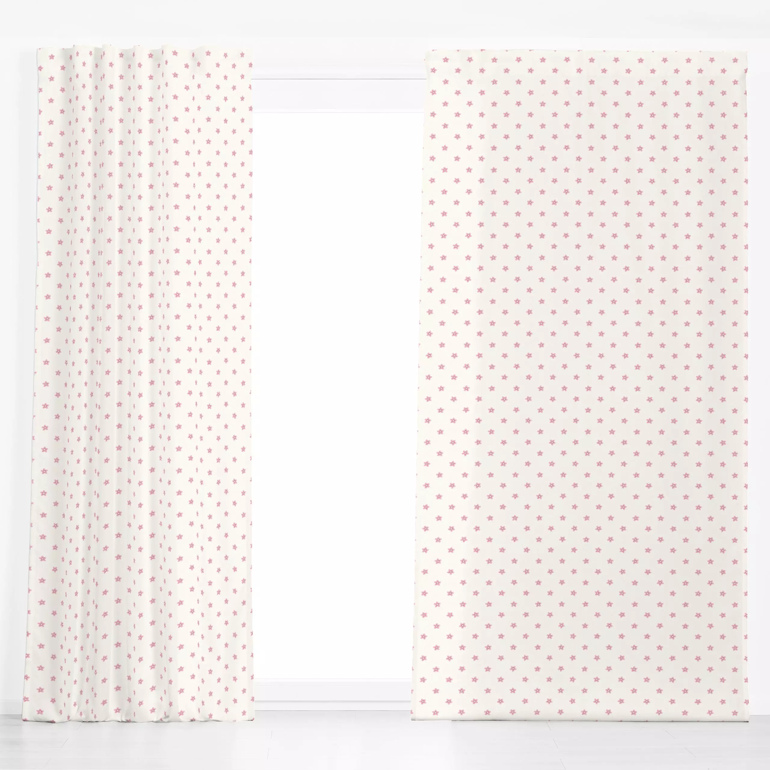 Dekovorhang Blümchen rosa - Blumen & Florales - von „Studio Kesse"; rosa, Garten, Blüten, Wildblumen, Blumenmuster, studioKE...