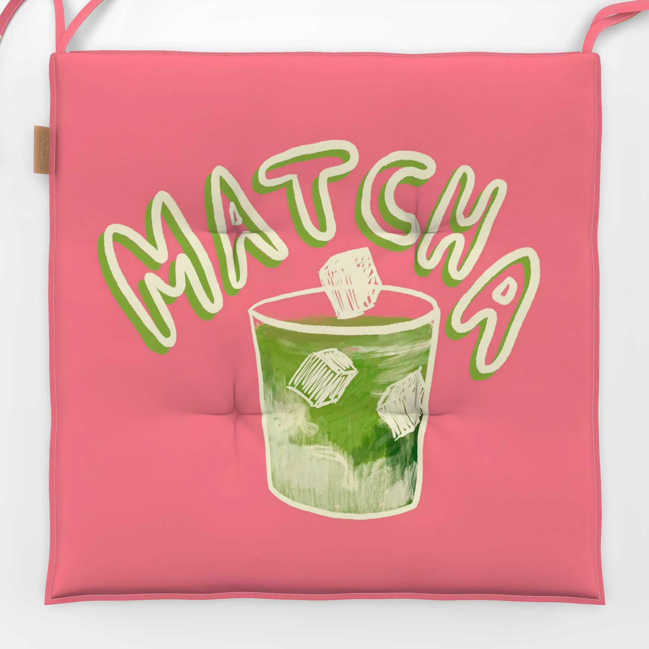 Sitzkissen Matcha rosa - Frühling, Sprüche & Schriftzüge, Küche, Essen & Trinken - von „Studio Dolci"; rosa, Eis, Essen, Fru...