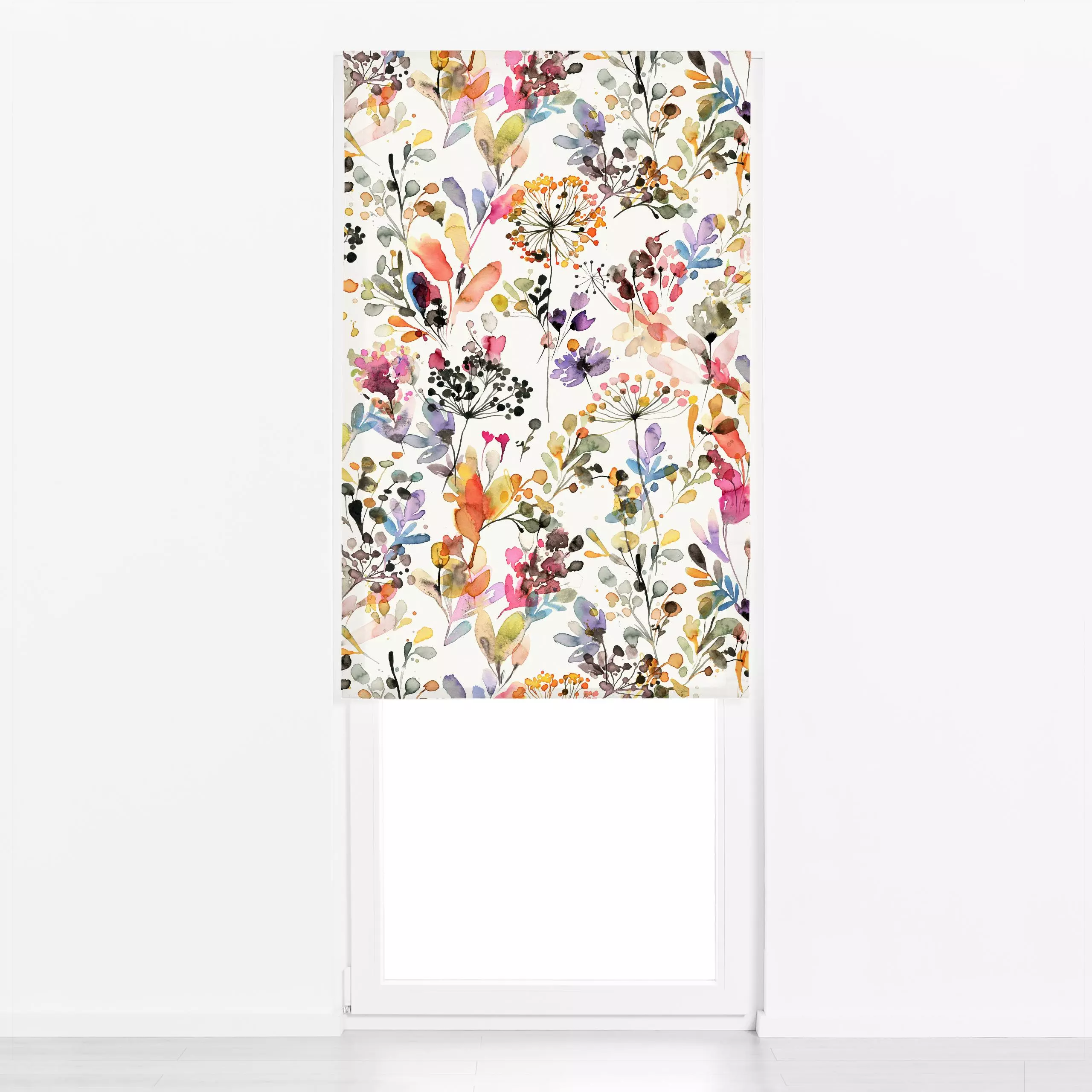 Raffrollo Spring Wild Grasses - Frühling, Natur & Landschaft, Pflanzen & Botanik - von „Ninola Design "; boho, Aquarell, Pam...