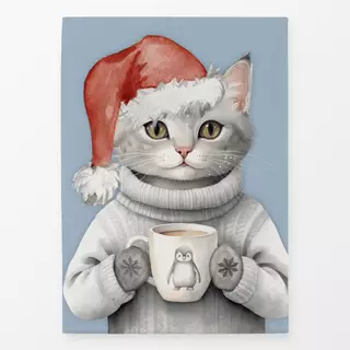 Geschirrtücher Winter Party - Katze mit Tasse