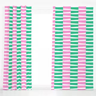 Dekovorhang Pink & Green cut out stripes