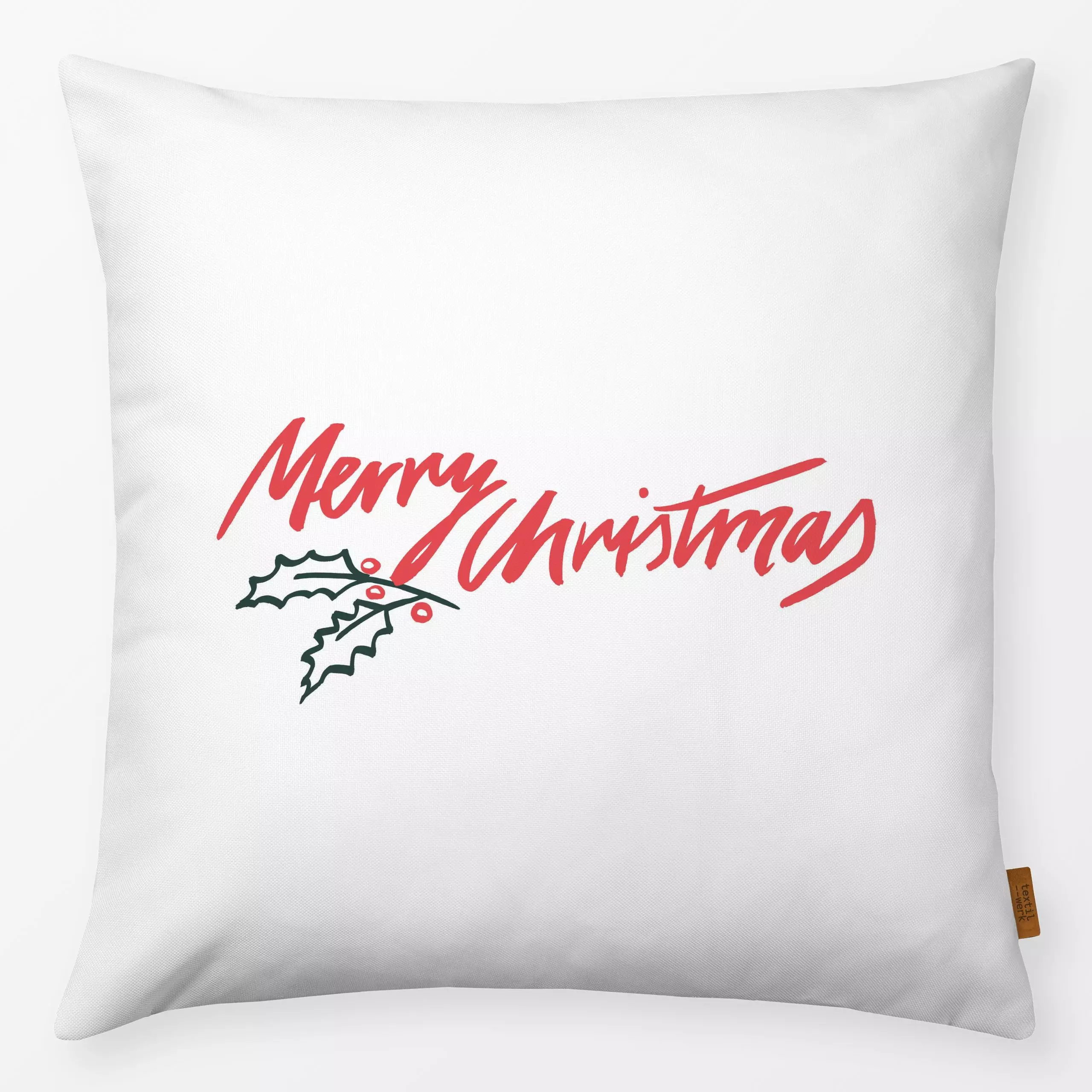 Kissen Merry Christmas weiß - Sprüche & Schriftzüge, Weihnachten, Winter - von „Janna Schipper"; Merry Christmas, Weihnachte...