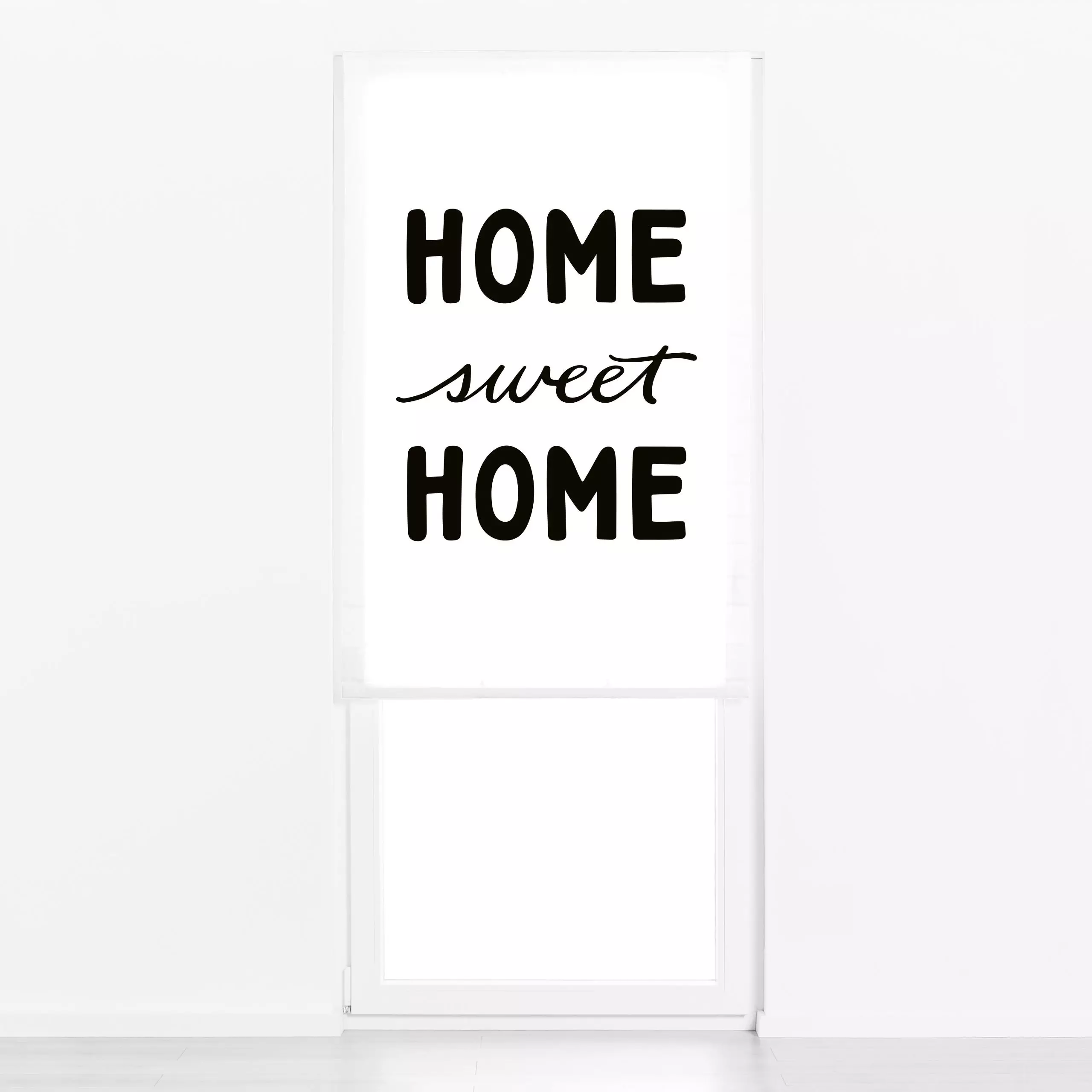 Raffrollo Home Sweet Home BlackWhite - Sprüche & Schriftzüge - von „Kathrin Woo"; Home, modern, Spruchkissen, blackandwhite,...
