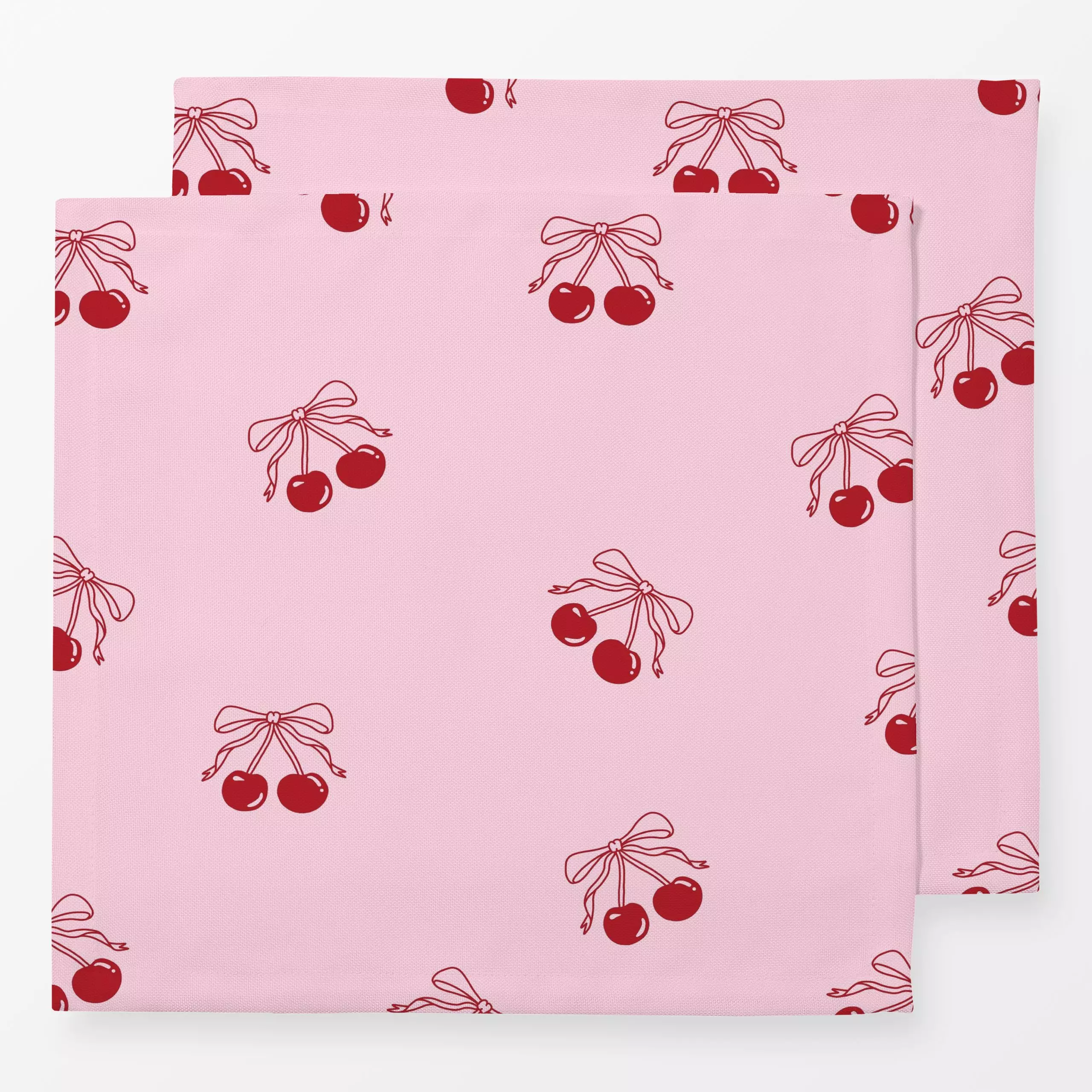 Servietten Kirschen Rosa - Liebe, Romantik & Pride, Früchte - von „textilwerk"; Illustration, trend, geschenkidee, minimalis...