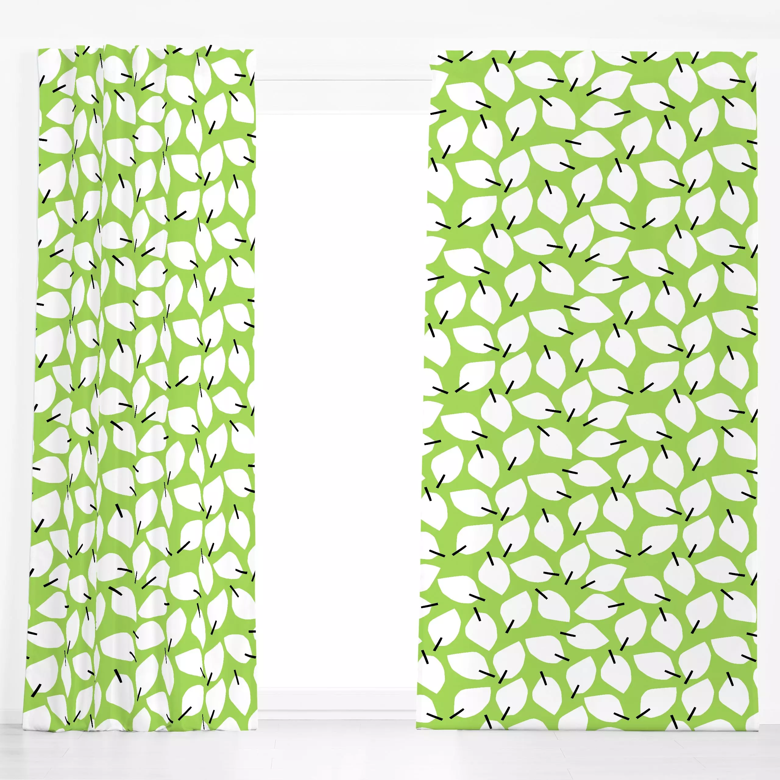 Dekovorhang Abstract Leaves Green - Blumen & Florales, Symbole & Muster - von „Lisa Jasmin Bauer"; Muster, abstrakt, Blätter...