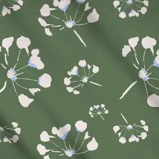 Meterware Blüten auf Olive
