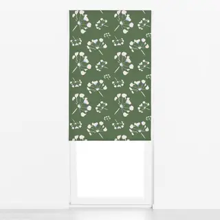 Raffrollo Blüten auf Olive