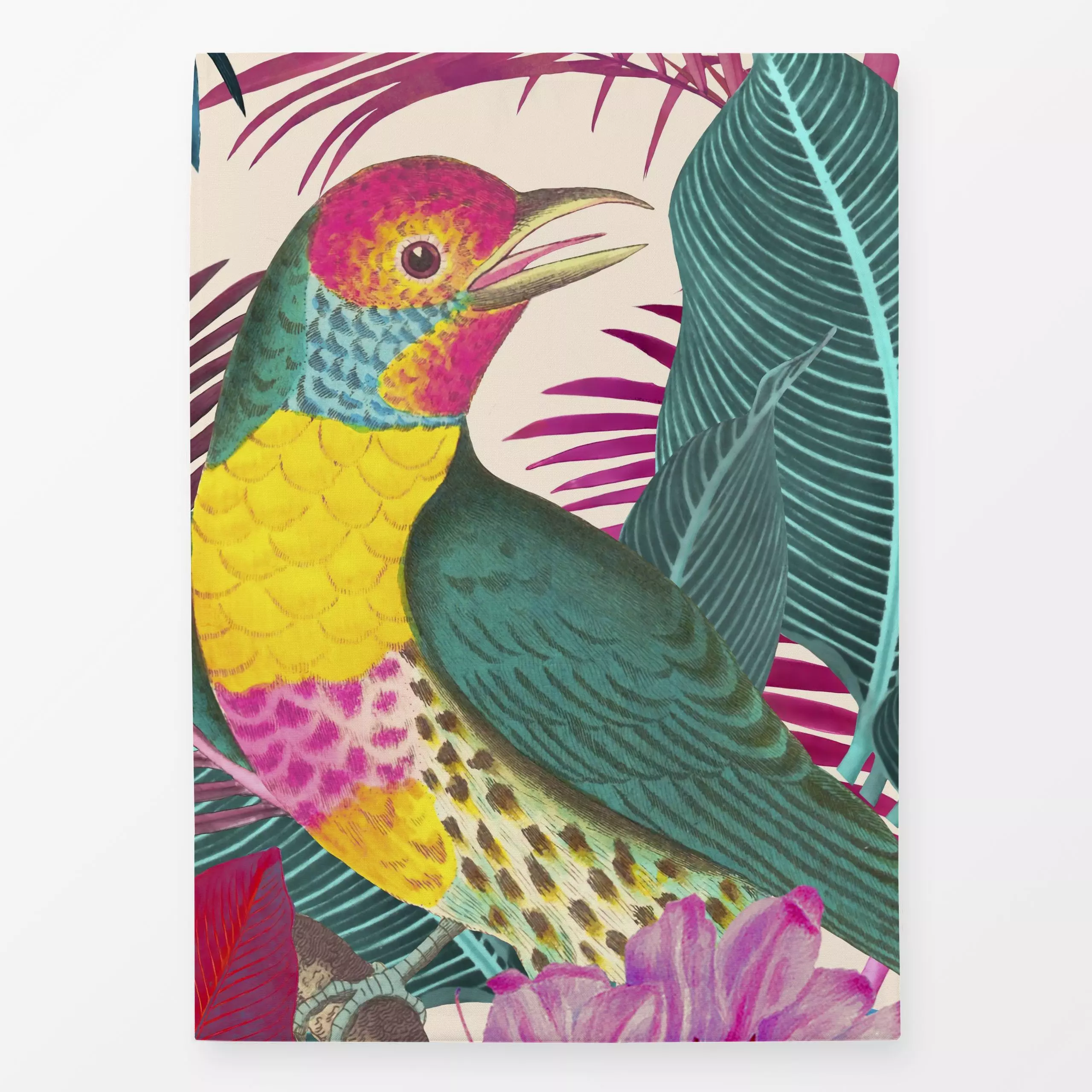 Geschirrtücher Tropenvogel Beige - Sommer, Pflanzen & Botanik - von „Andrea Haase"; Vogel, tropisch, exotisch, floral, dschu...