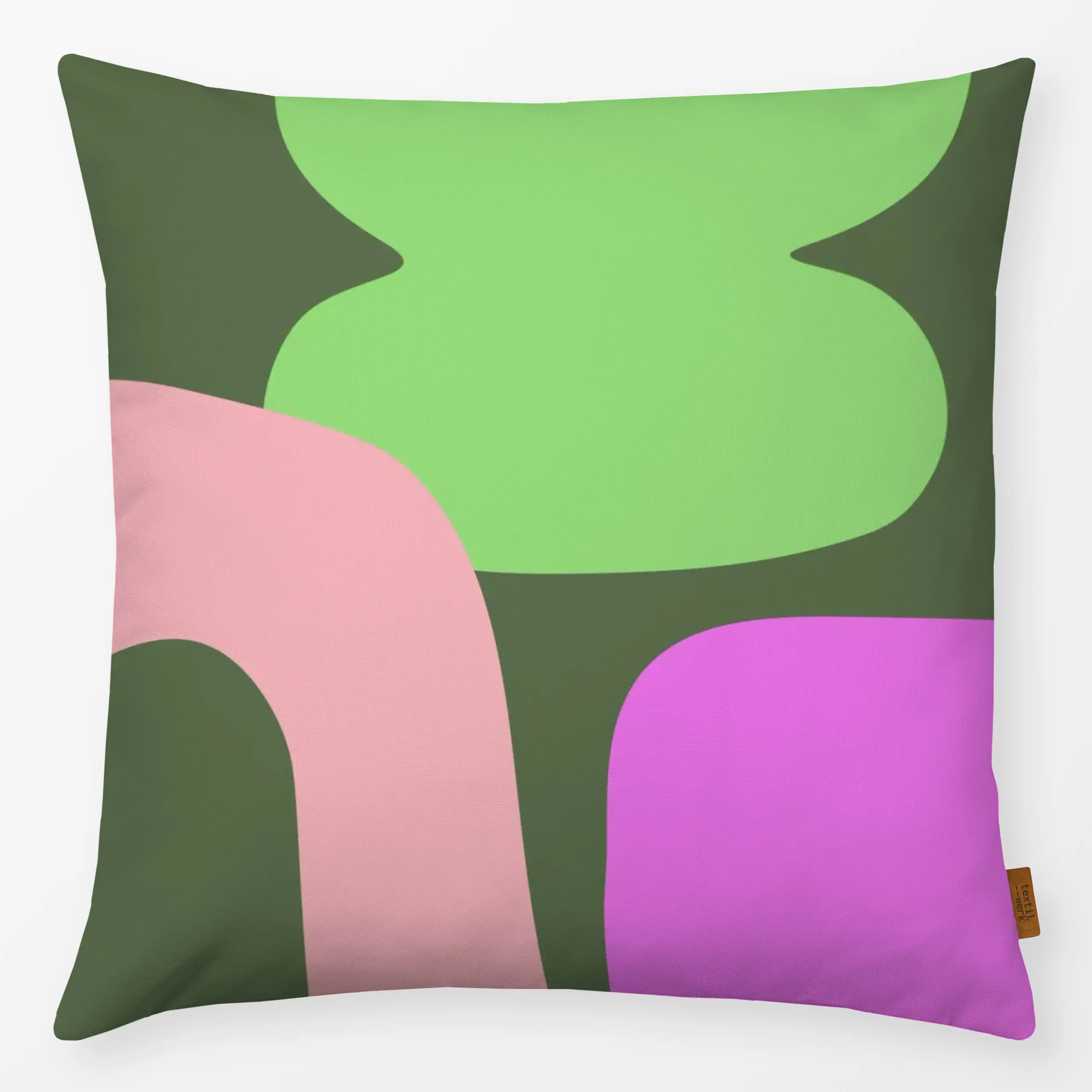 Kissen Organic Shapes green - Sommer, Symbole & Muster - von „Kruth Design"; Garten, Sommer, bunt, outdoor, Gartendeko, krut...