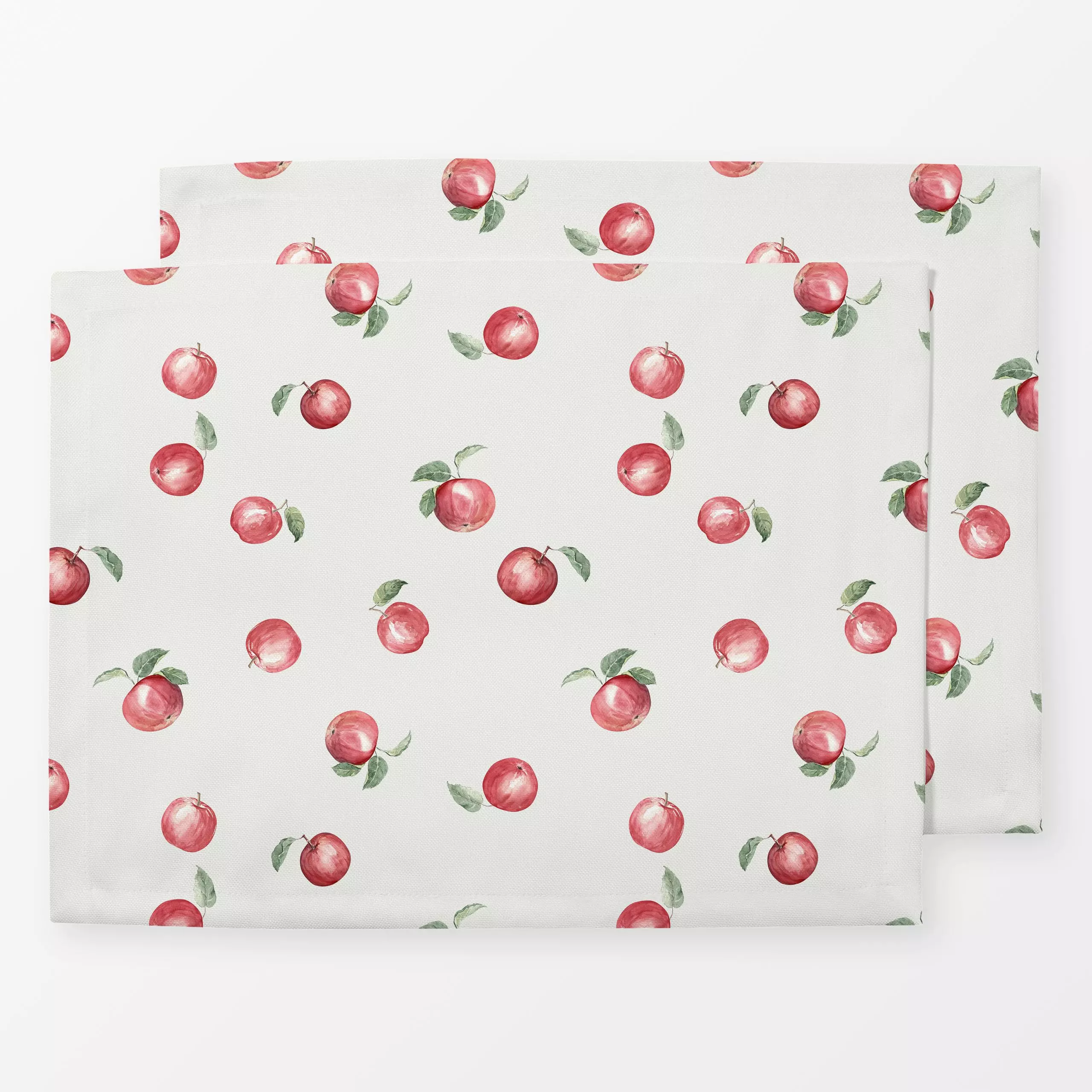 Tischset Herbst Äpfel offwhite weiß - von „Katrin Graff"; Frucht, Obst, Apfel, landhaus, Landhausstil, cottage, cottagecore,...