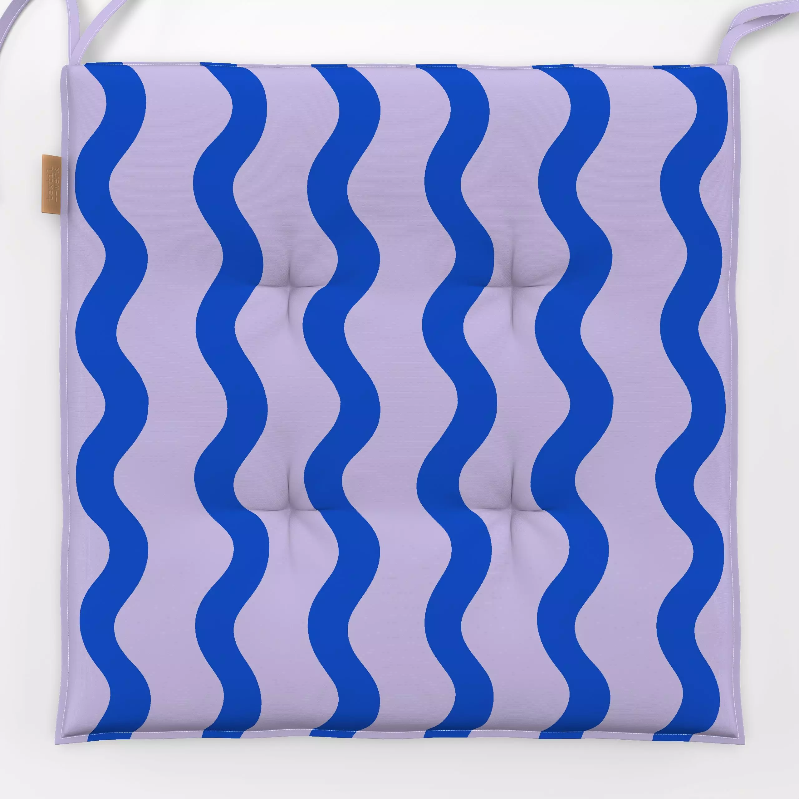 Sitzkissen Wellen Blau Lila - Symbole & Muster - von „Studio Kesse"; Linien, Streifen, Sommer, blau, wellen, lila, gestreift...