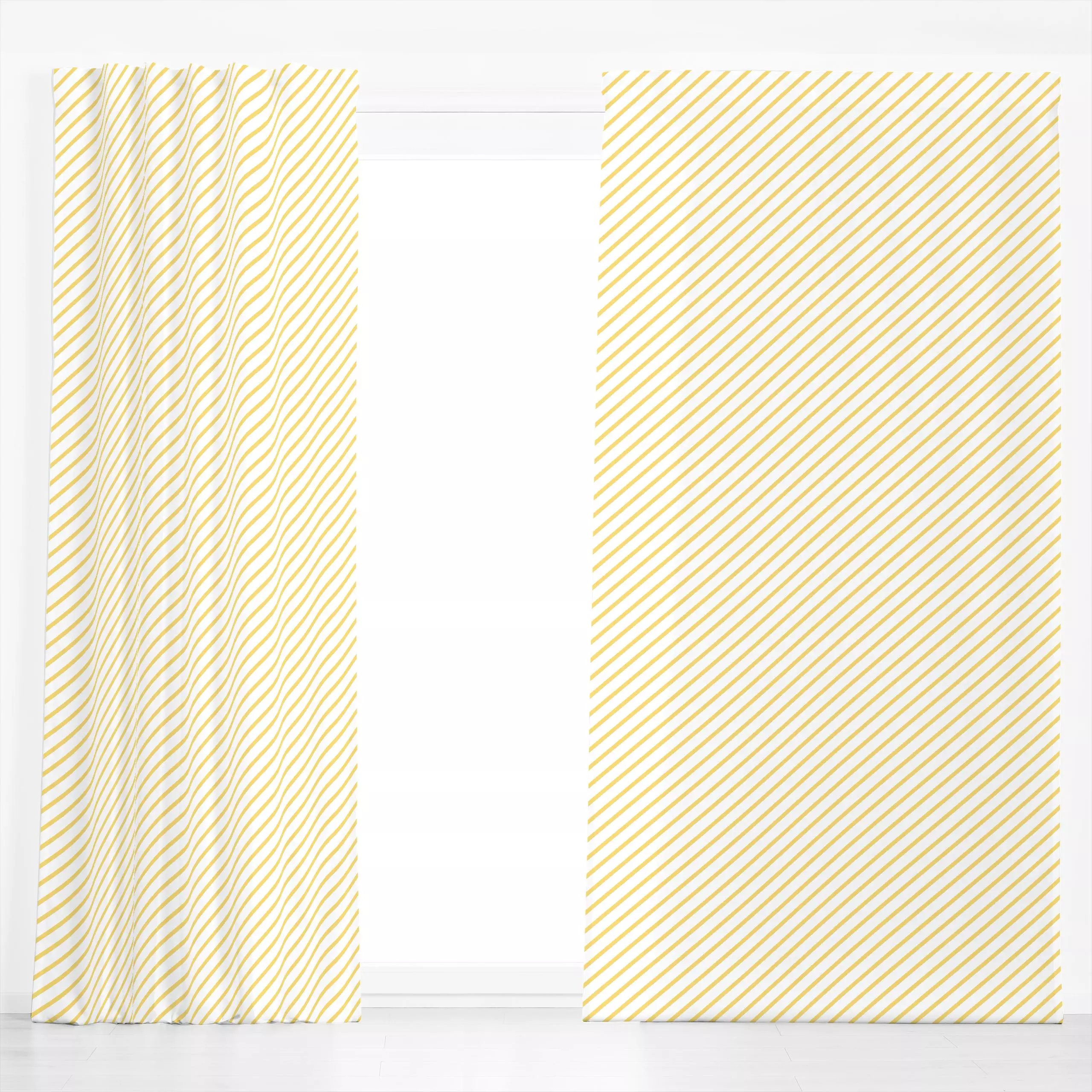 Dekovorhang Diagonale Streifen Gelb - Frühling, Symbole & Muster - von „Anna Petersen"; minimal, Streifen, Kissen, Sommerblu...