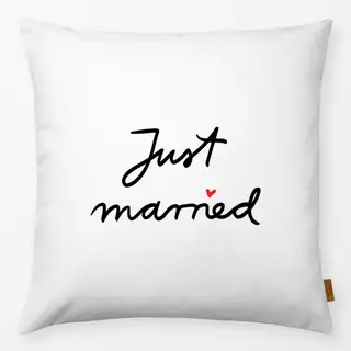 Kissen Just Married Black Red Heart