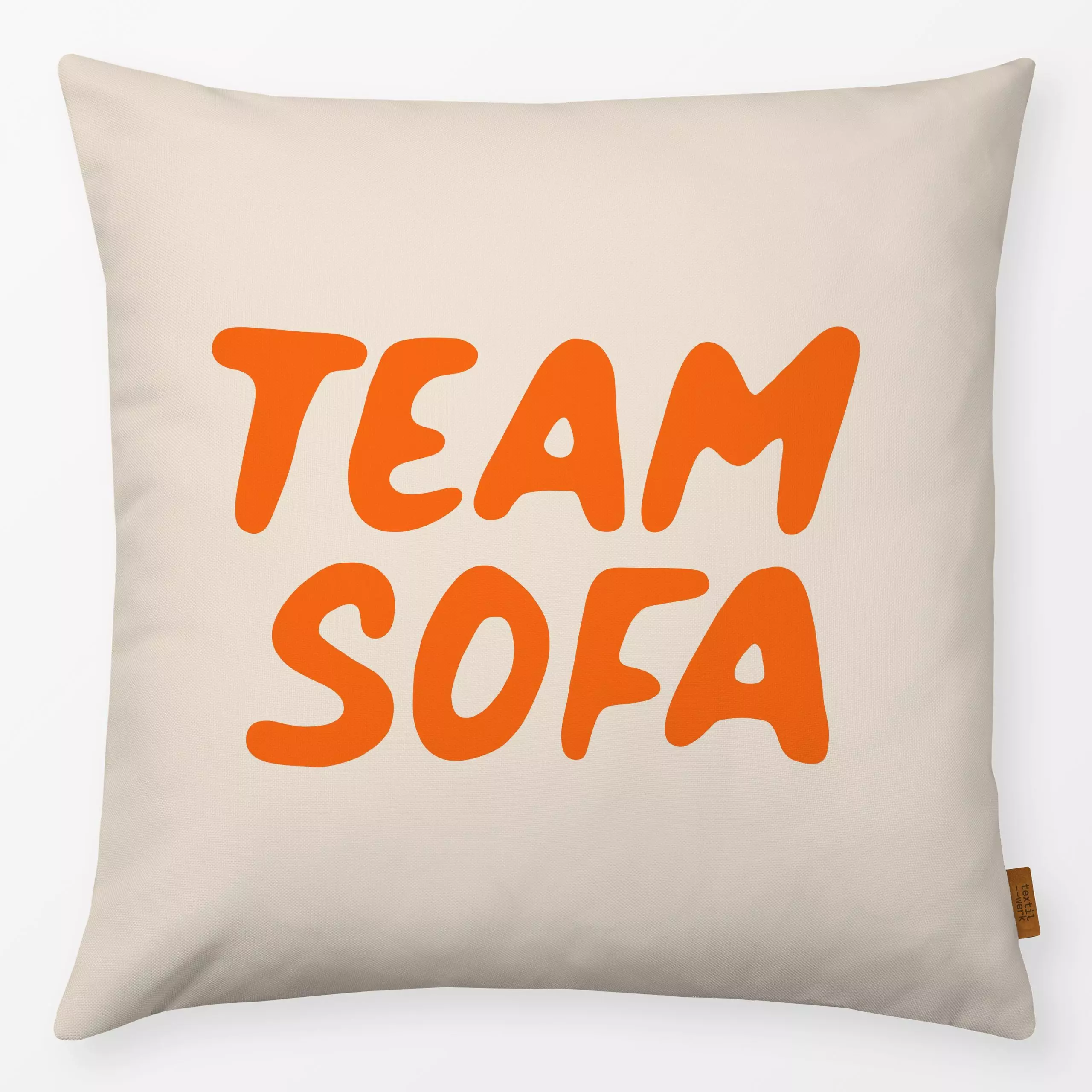 Kissen Team Sofa orange - Herbst, Sprüche & Schriftzüge, Winter - von „Studio Kesse"