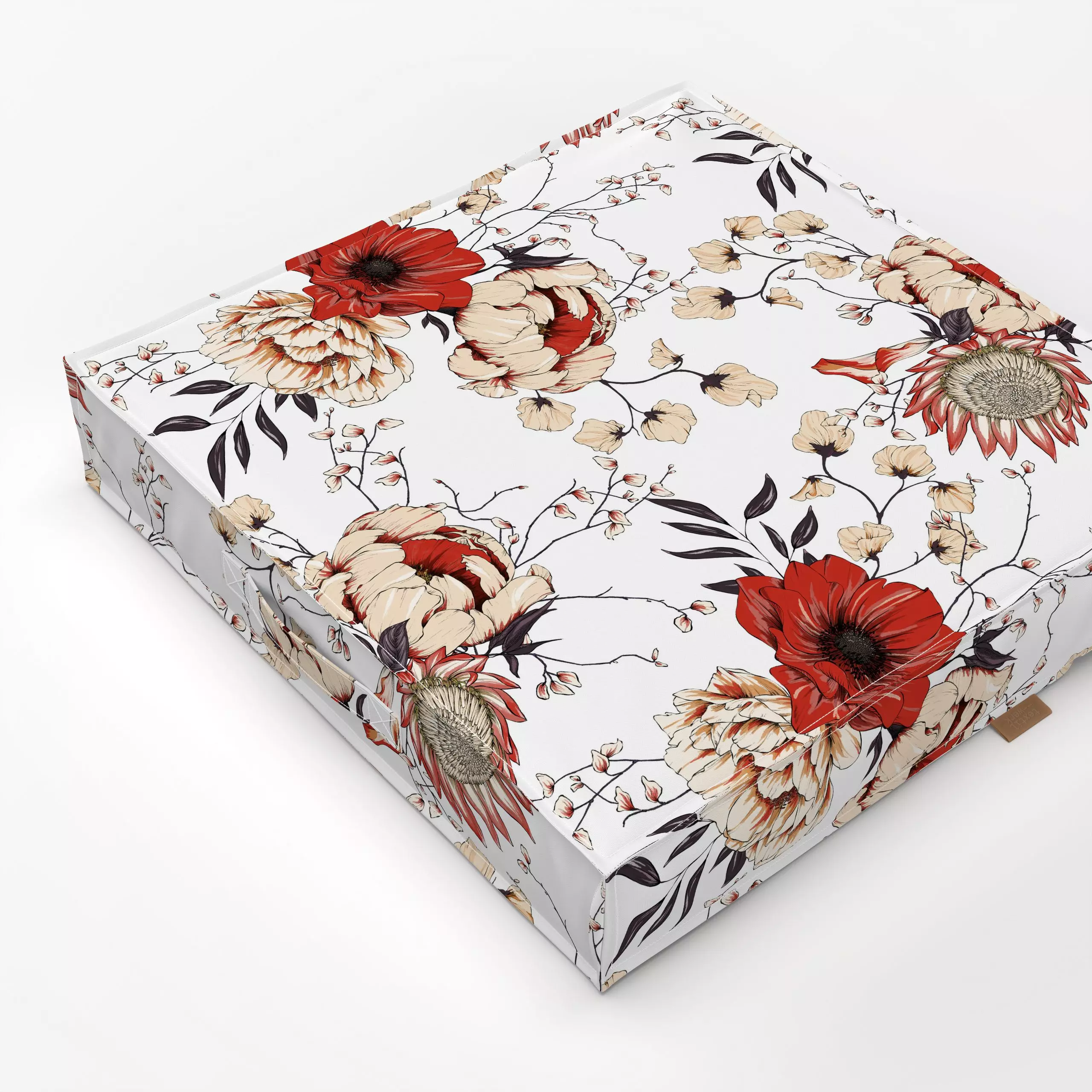 Bodenkissen Modernes Blüten Muster - Blumen & Florales, Sommer - von „Uta Naumann"; boho, Muster, Wasserfarben, Blumen, Mohn...