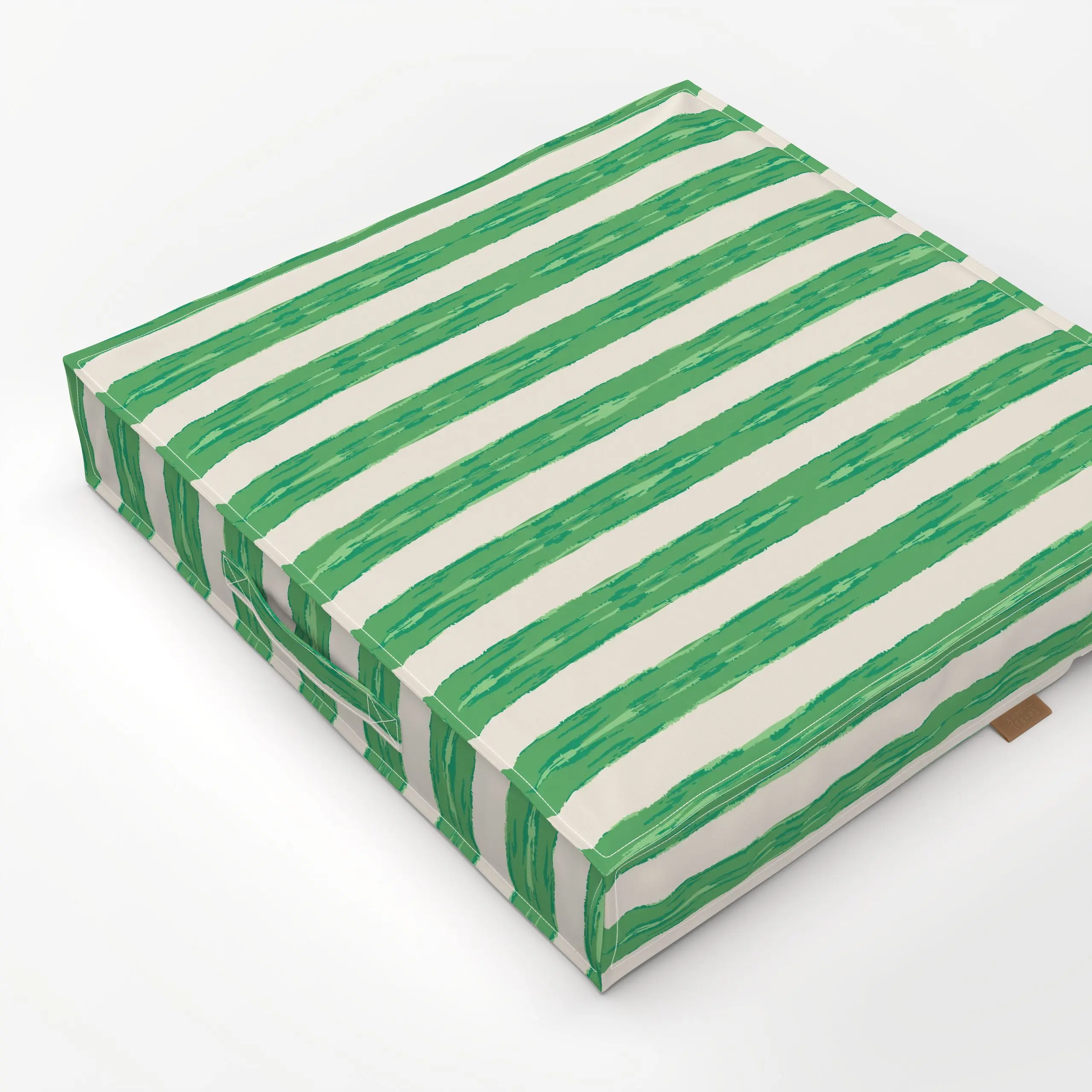 Bodenkissen Brushstroke Stripes green - Sommer, Symbole & Muster - von „Karen Menzenbach"; boho, Muster, Textur, abstrakt, S...