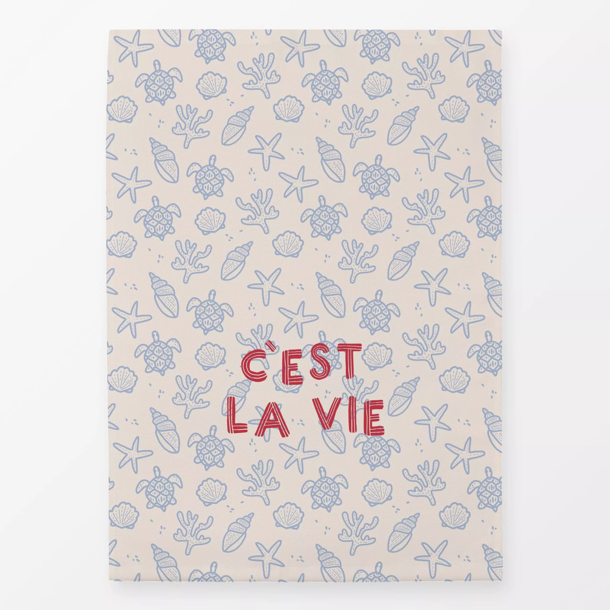 Geschirrtücher C'est la vie - Natur & Landschaft, Sommer - von „Kruth Design"; Garten, Meer, Sommer, blau, Spruchkissen, Mus...