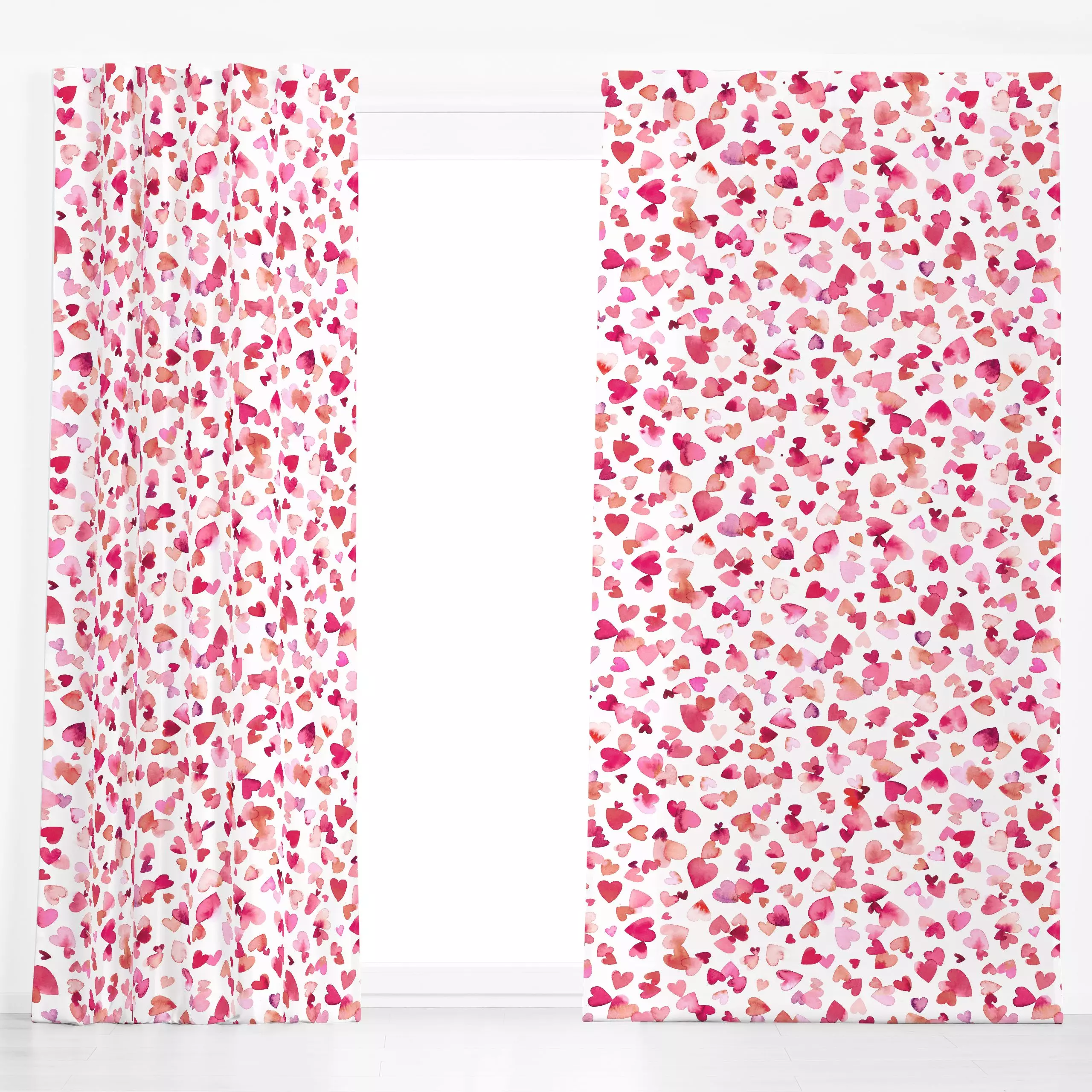 Dekovorhang Valentin Herzen Rosa - Frühling, Liebe, Romantik & Pride - von „Ninola Design "; rosa, Herzen, Pride, Valentinst...