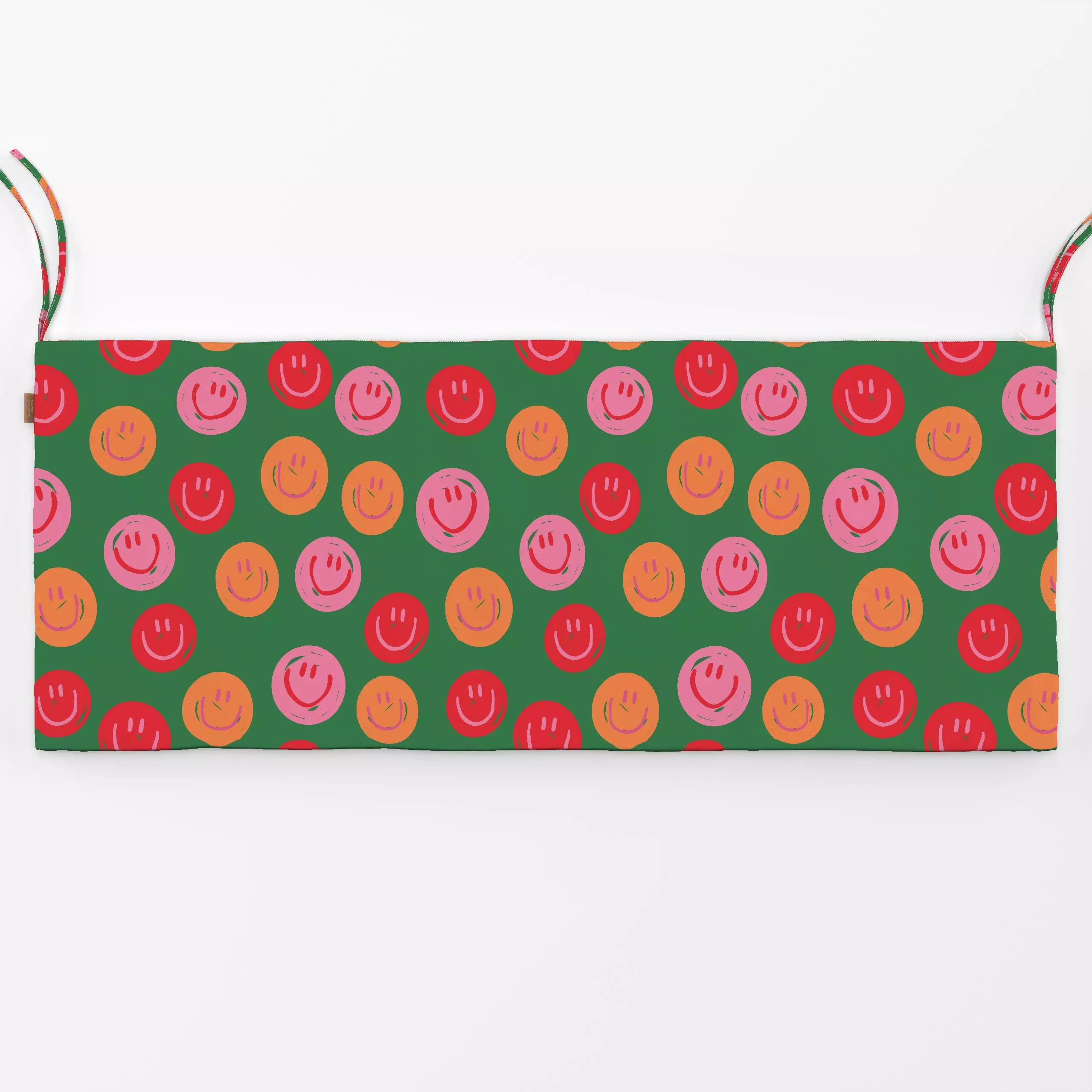 Bankauflage Allover Smile Grün - Symbole & Muster - von „Kruth Design"; Lustig, bunt, Weihnachtsdeko, winterdeko, Herbstdeko...