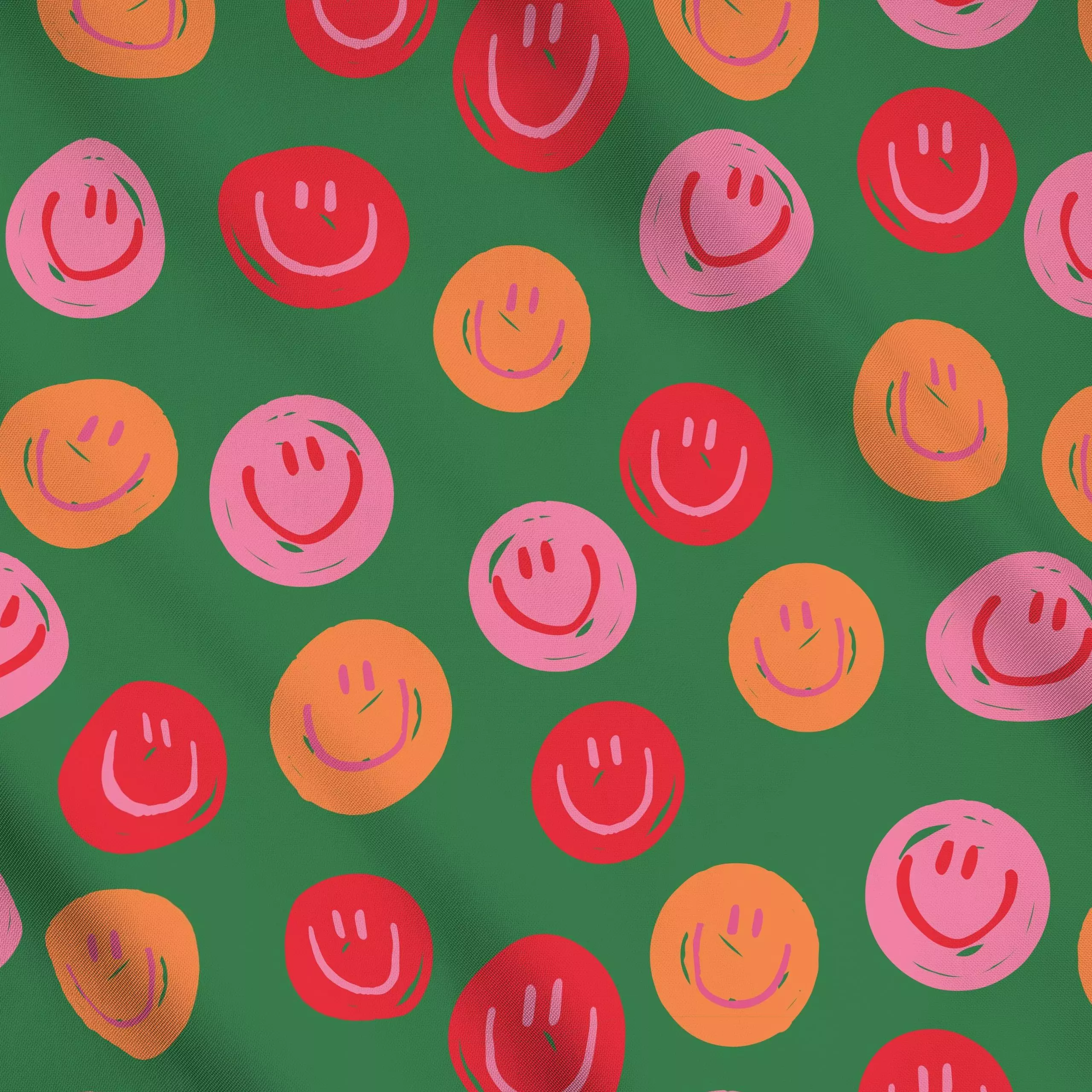 Meterware Allover Smile Grün - Symbole & Muster - von „Kruth Design"; Lustig, bunt, Weihnachtsdeko, winterdeko, Herbstdeko, ...