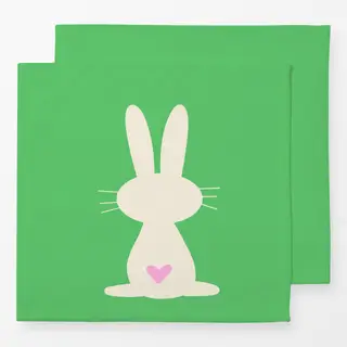 Servietten Hase mit Herz gruen