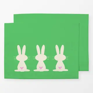 Tischset Hase mit Herz gruen